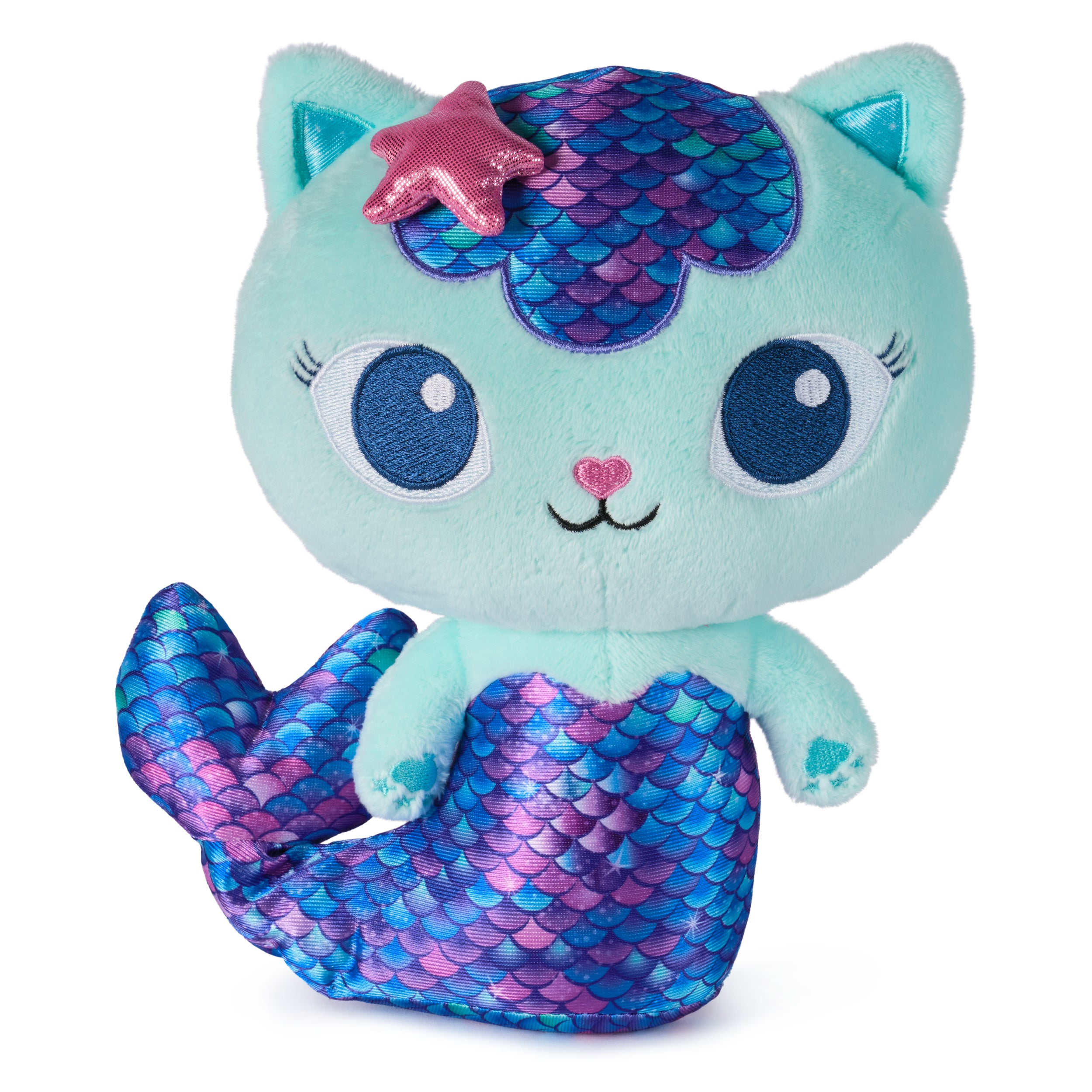 Gabby’s Dollhouse, Fin-Tastic MerCat, Premium Plush Toy, 10-Inch Tall Stuffed Animal with Moving Mermaid Tail, Kids Toys for Girls & Boys Ages 3+