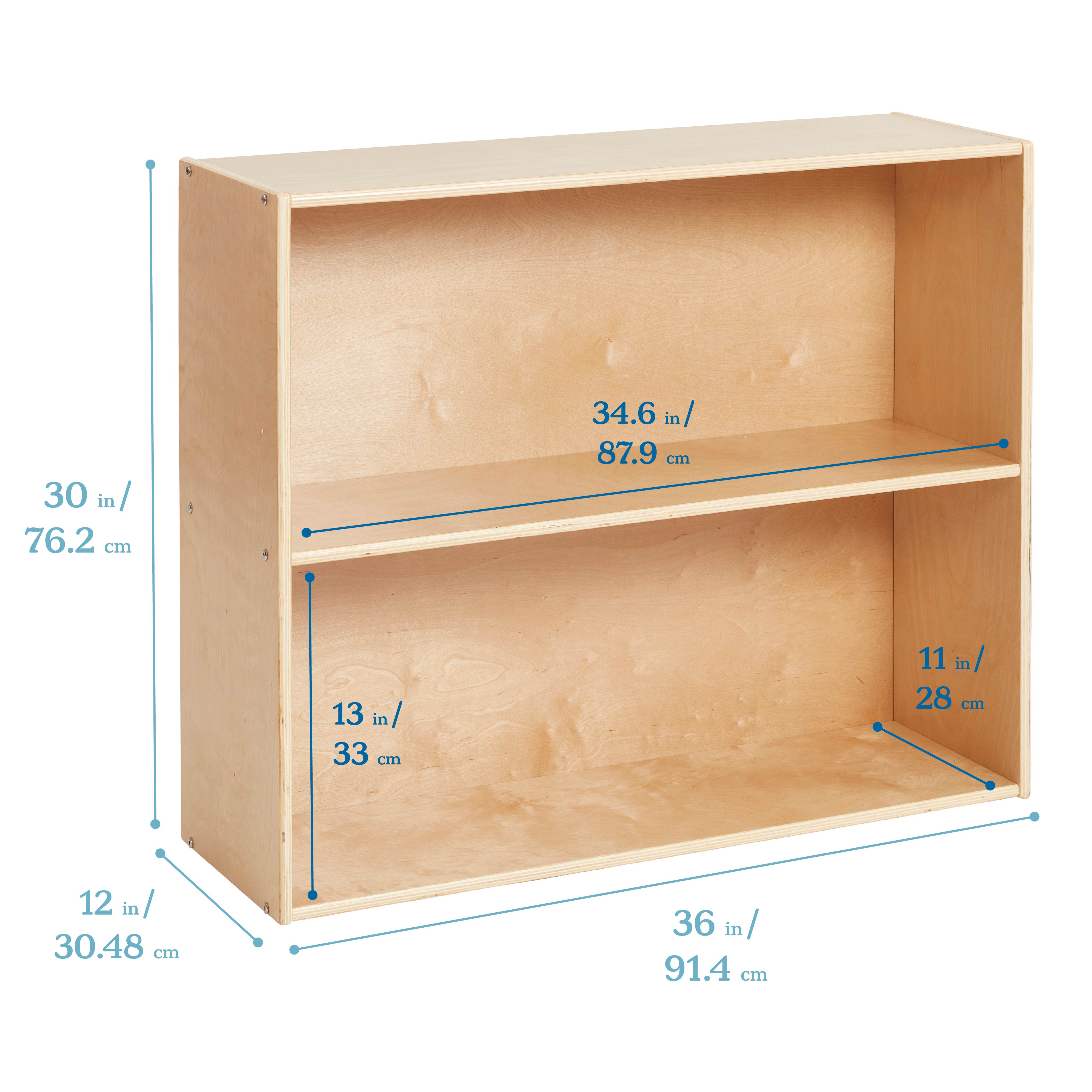 Streamline 2-Shelf Storage Cabinet with Back 30in H - Natural