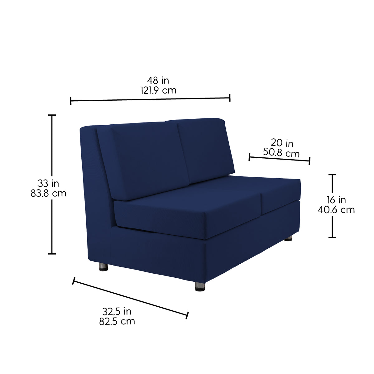Outdoor Armless Sofa with Sunbrella - Canvas Navy