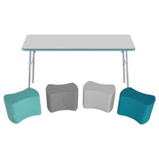 30" x 60" Rectangle Thermofused Activity Table with Standard Swivel Legs and Butterfly Seating 12" Height, 5-Piece Set - Gray/Seafoam/Silver/Contemporary