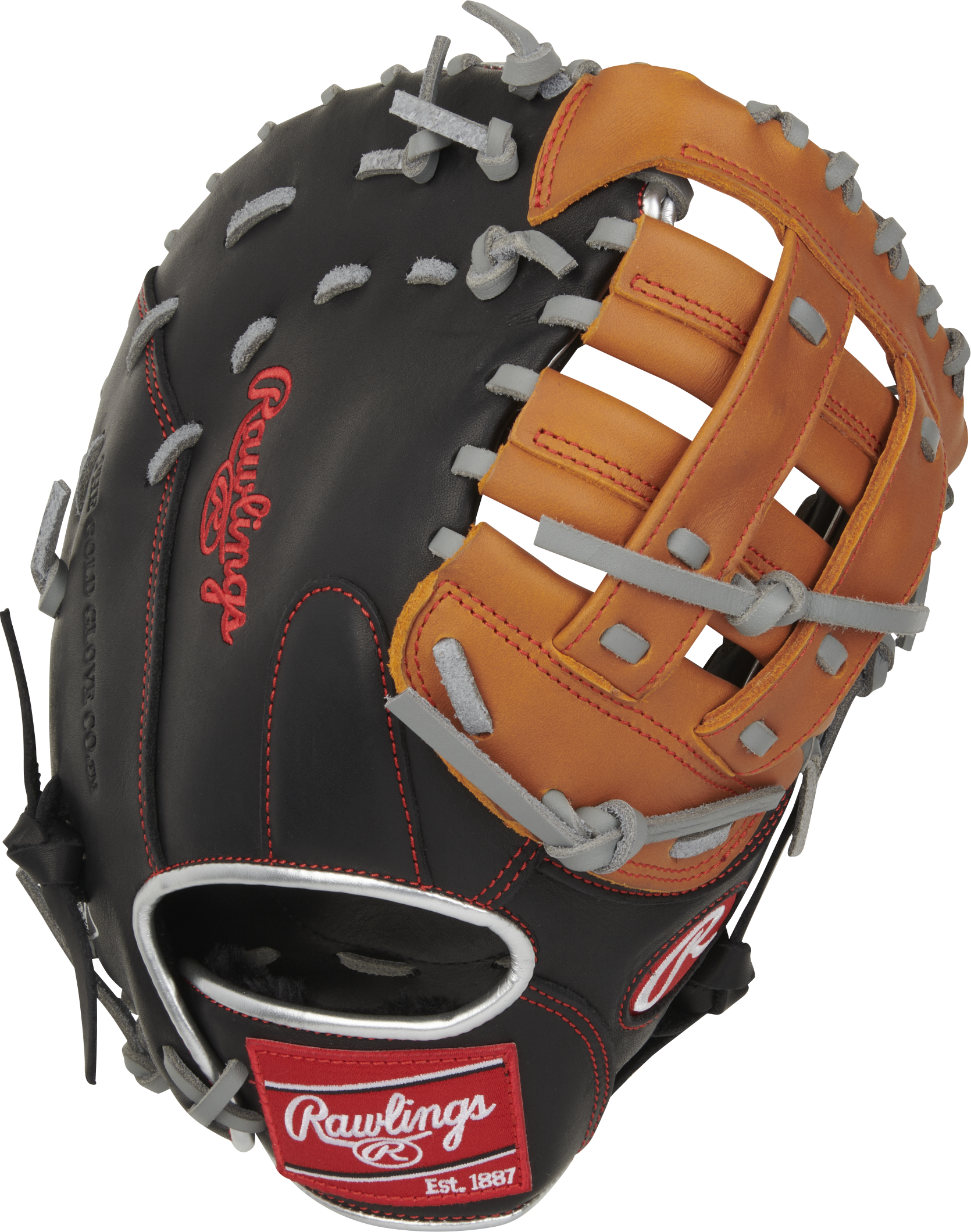 Rawlings R9 Baseball Contour Series First Base Mitt 12-Inch Baseball Glove  - Right Hand Thrower - Black/Tan