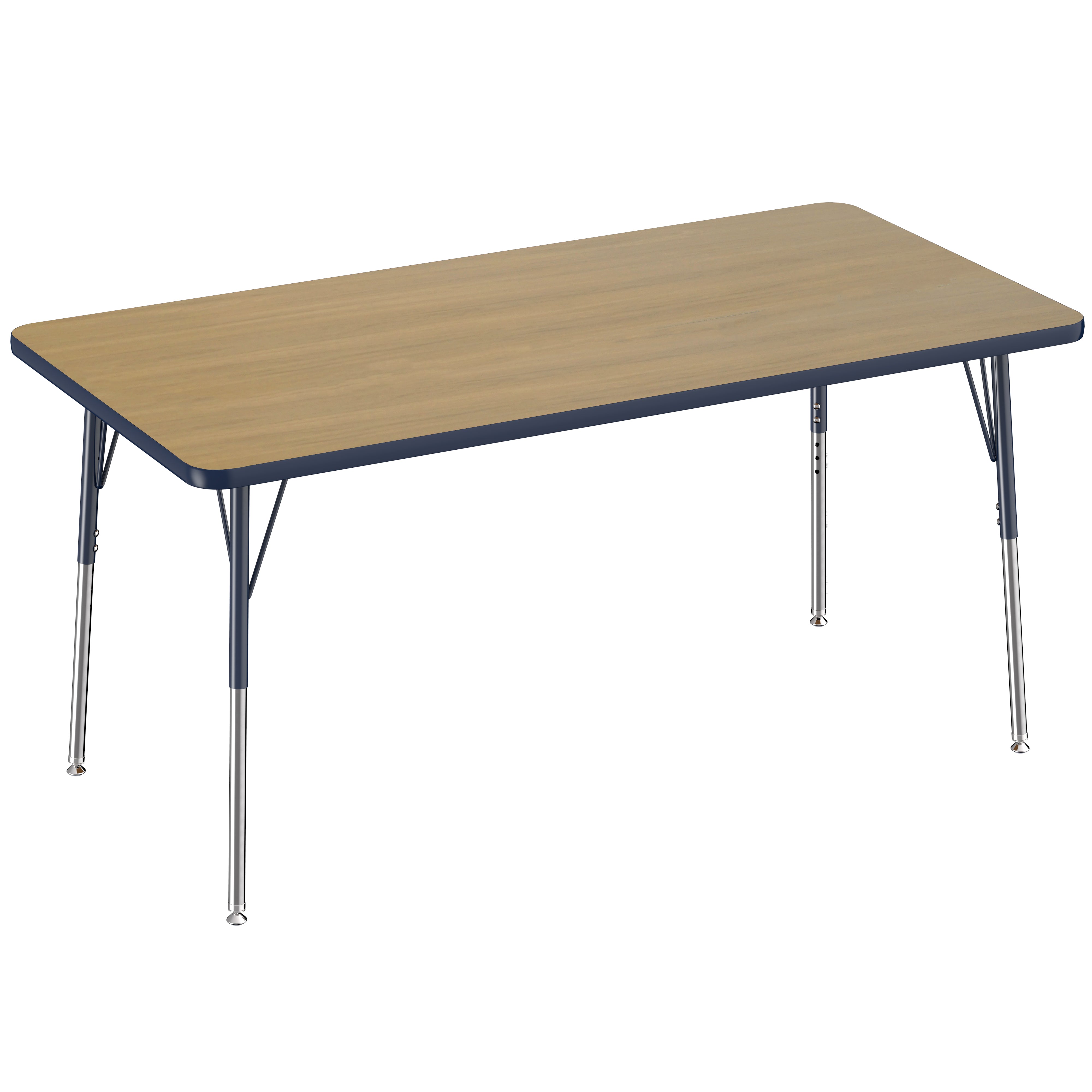 30" x 60" Rectangle Thermofused Activity Table with Adjustable Standard Swivel Glide Legs - Pasadena Oak/Navy