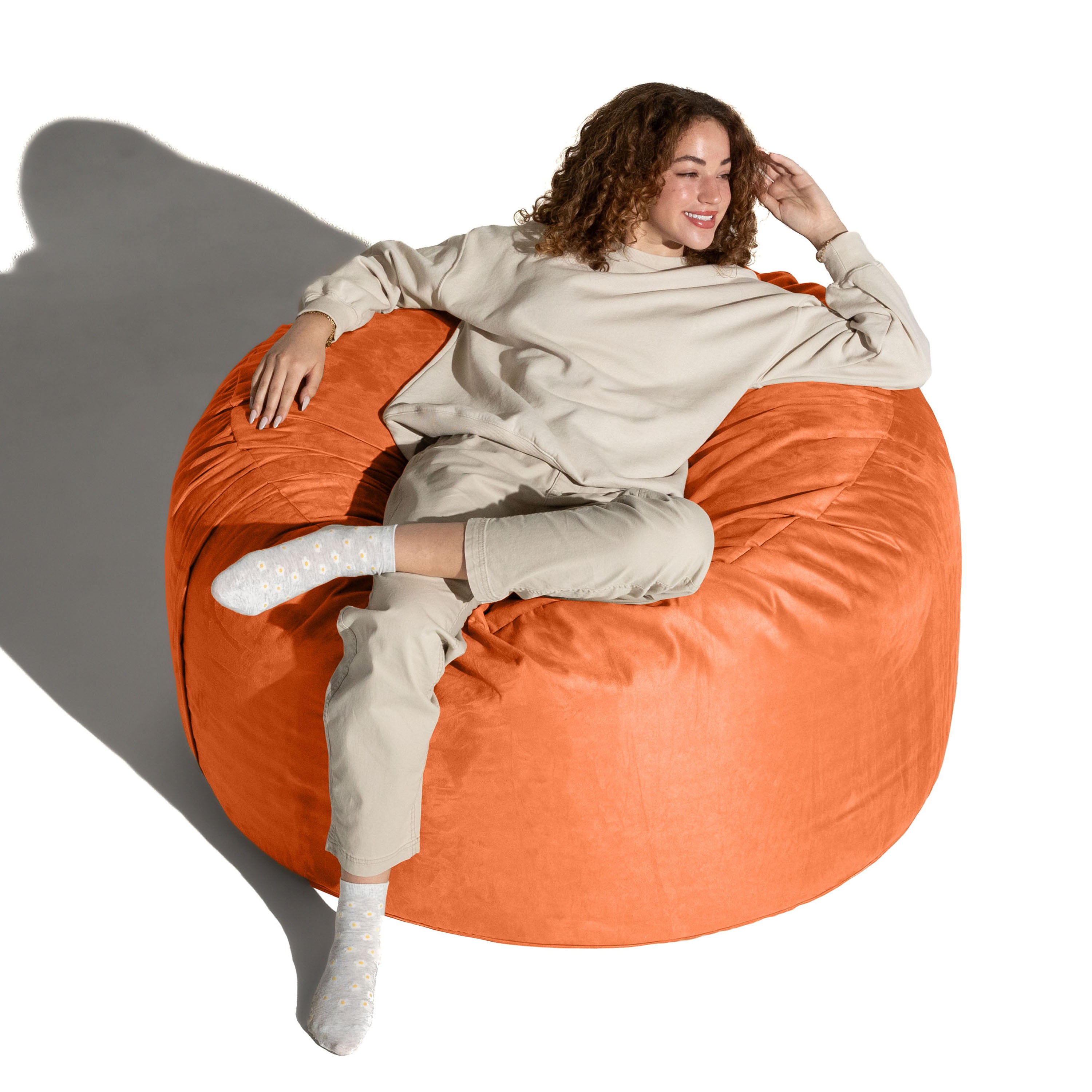 Jaxx 4 ft Round Bean Bag Chair for Adults, Mandarin