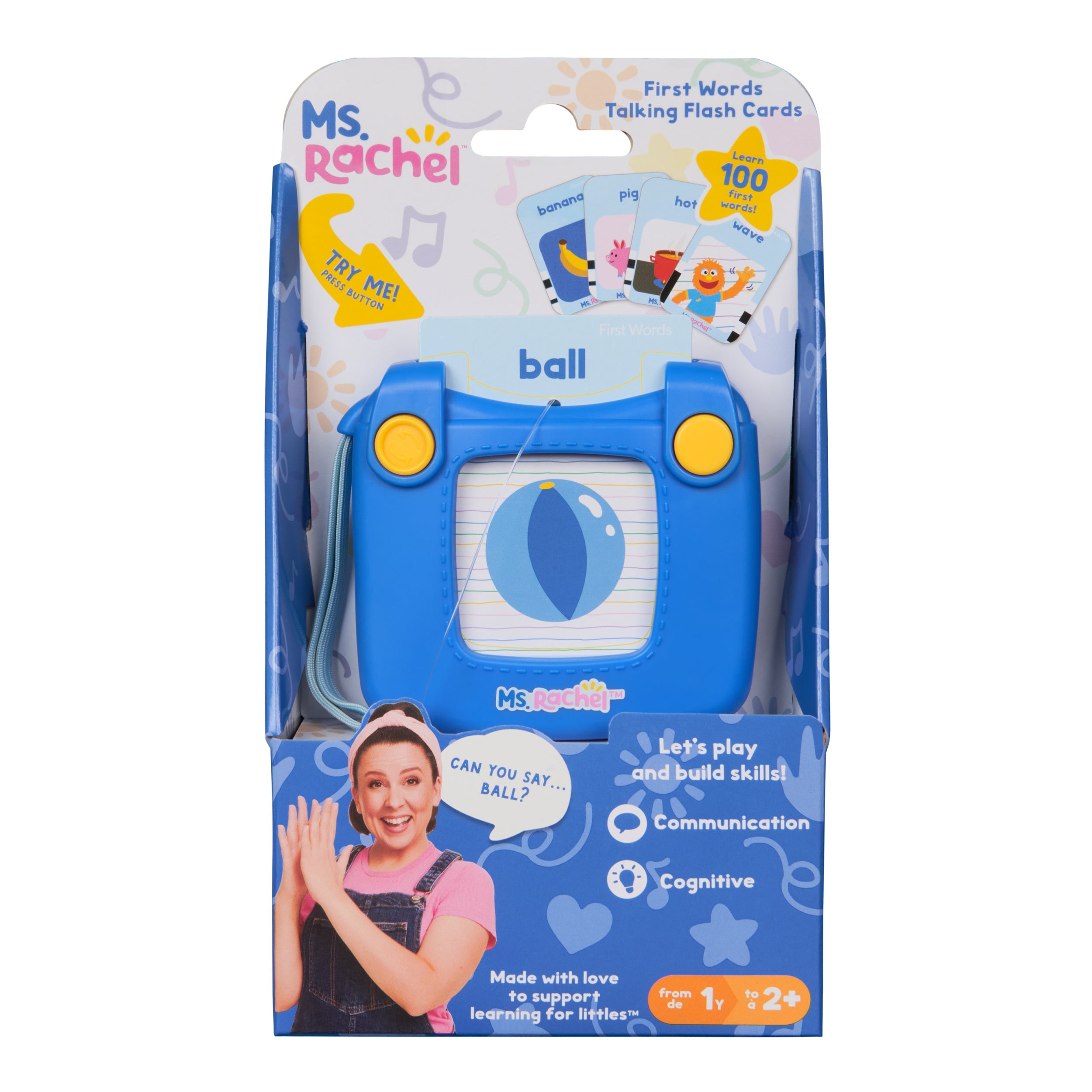 Ms. Rachel Official First Words Talking Flash Cards with Electronic Reader, 100 Words, Educational Toys & Toddler Toys for Girls & Boys Ages 1-2+