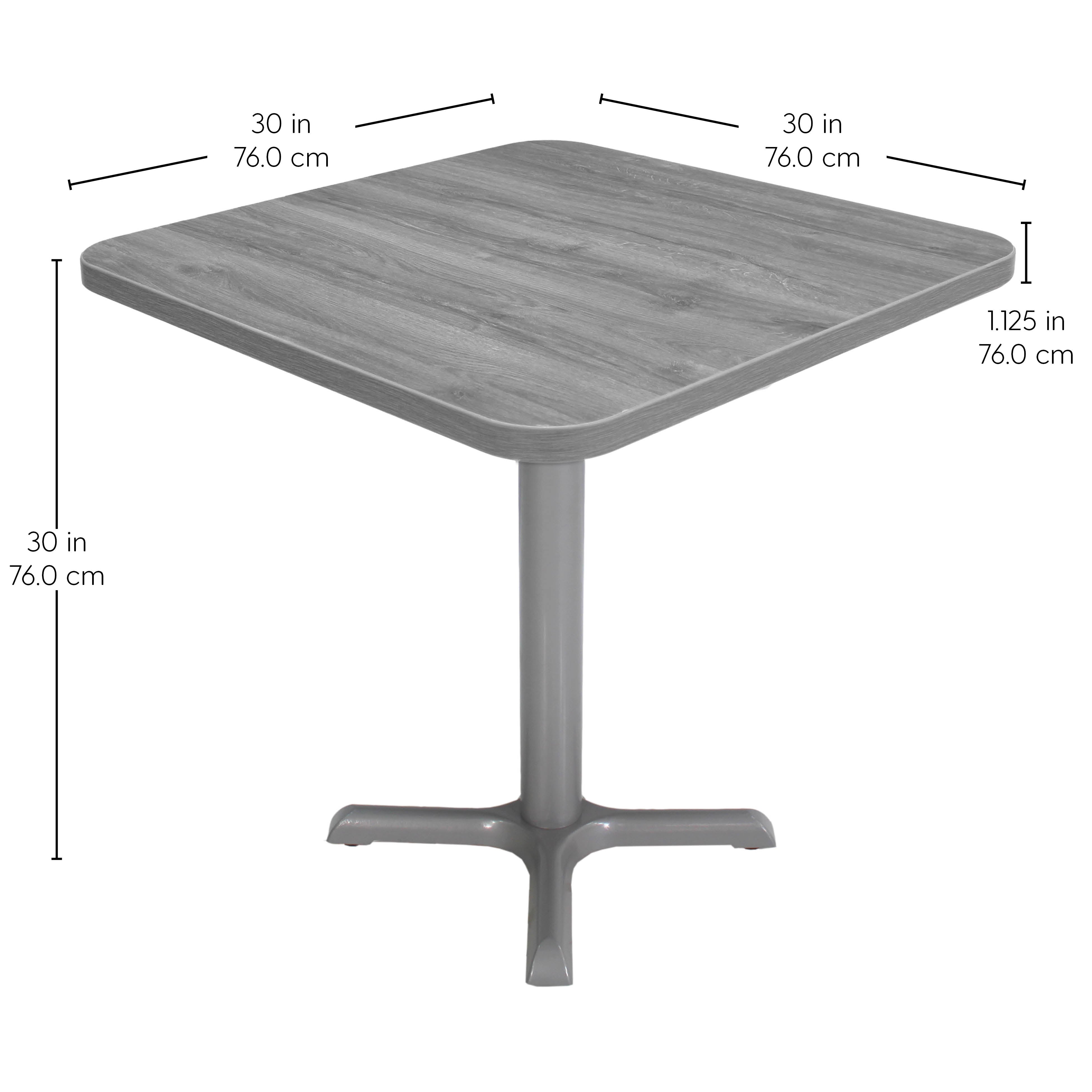 30" x 30" Square Cafe Bistro Table - Light Gray Wood/Silver