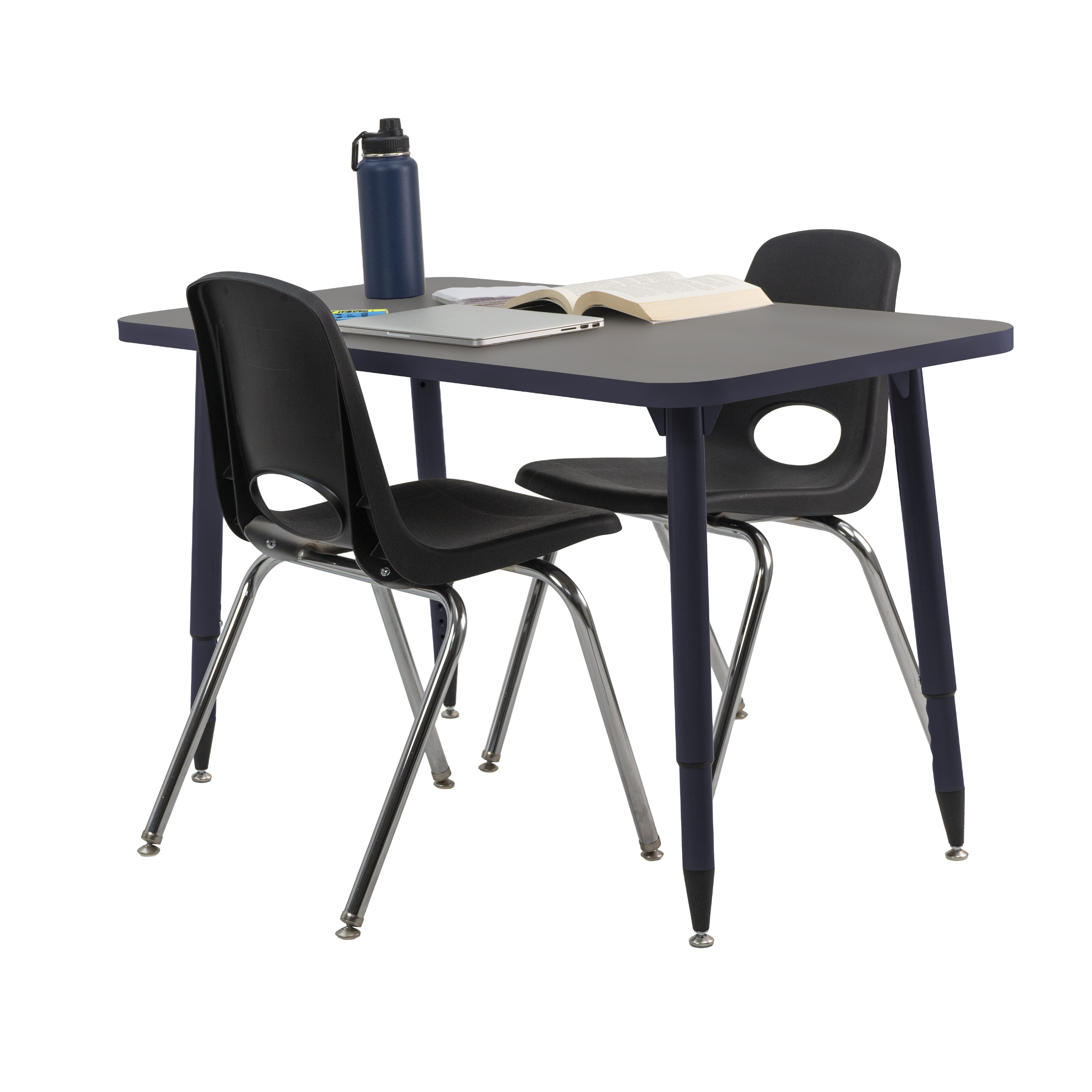 Adapte 24" x 48" Rectangle Thermofused Activity Table with Adjustable Tapered Legs - North Sea/Navy