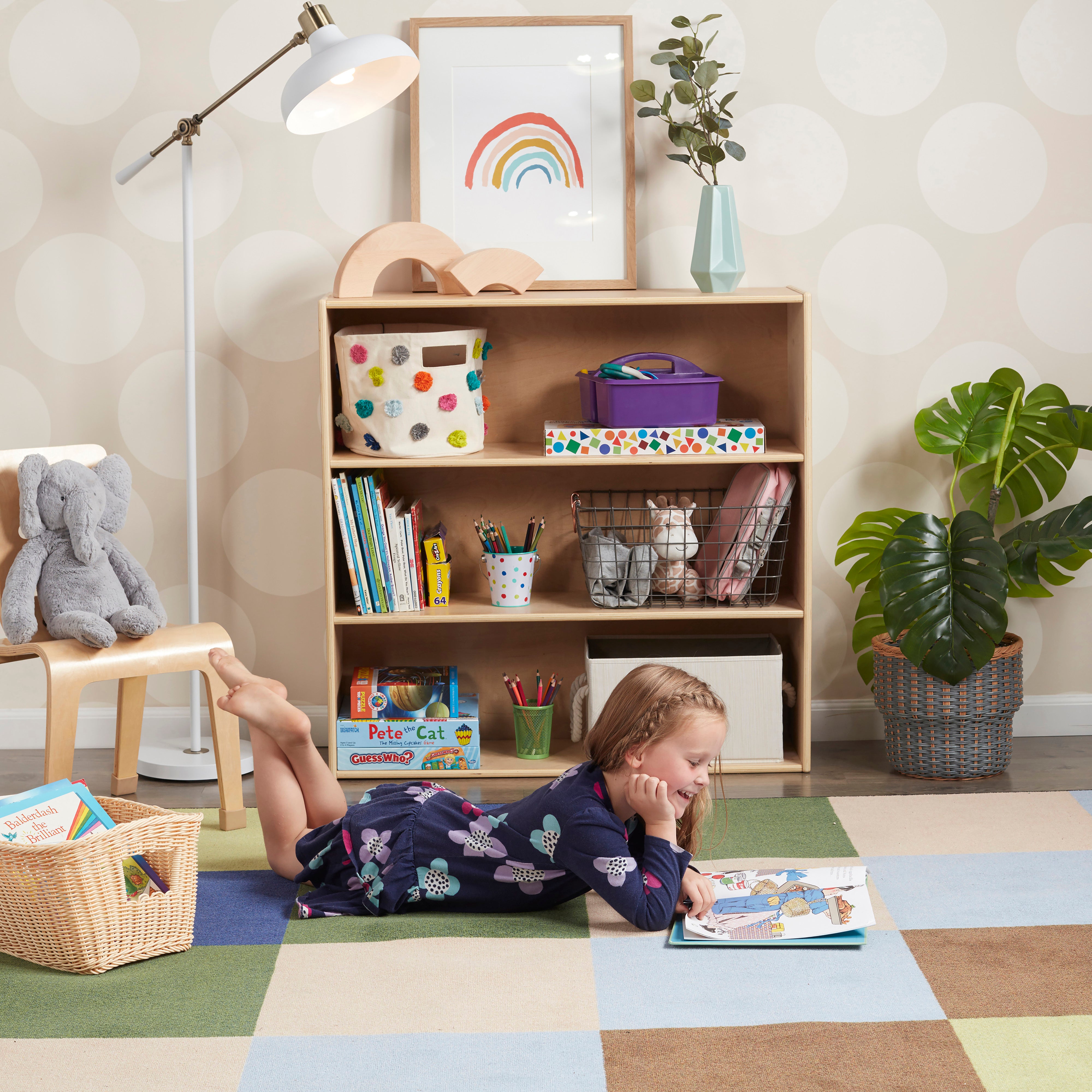 Streamline 3-Shelf Storage Cabinet with Back 36in H - Natural