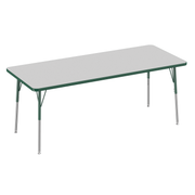 30" x 72" Rectangle T-Molding Activity Table with Adjustable Standard Swivel Glide Legs - Gray/Green