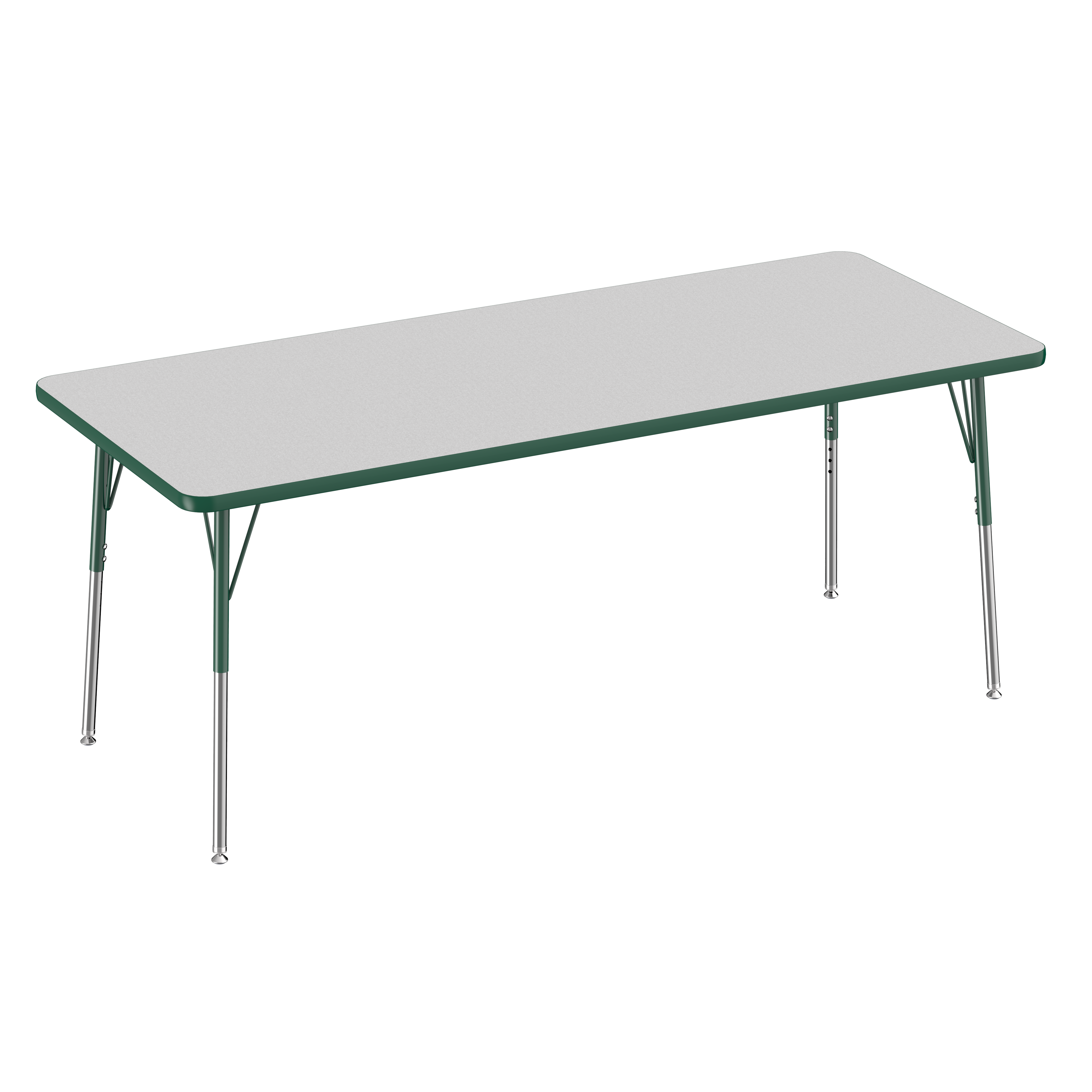 30" x 72" Rectangle T-Molding Activity Table with Adjustable Standard Swivel Glide Legs - Gray/Green