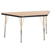24" x 48" Trapezoid T-Molding Activity Table with Adjustable Standard Swivel Glide Legs - Maple/Black/Sand