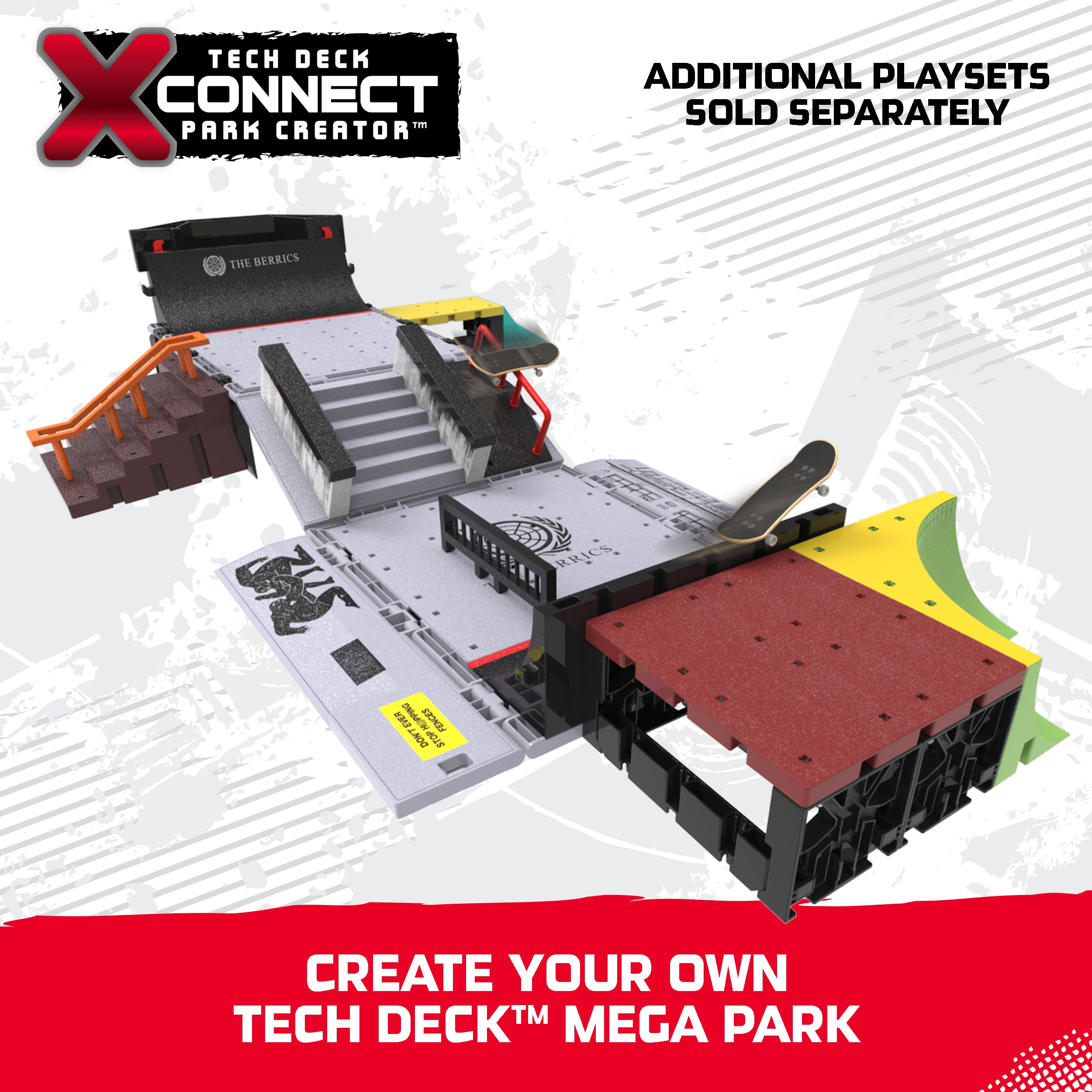 Tech Deck, Primitive X-Connect Skate Park, Customizable and Buildable Ramp Set with Exclusive Fingerboard, Kids Toy for Ages 6 and up