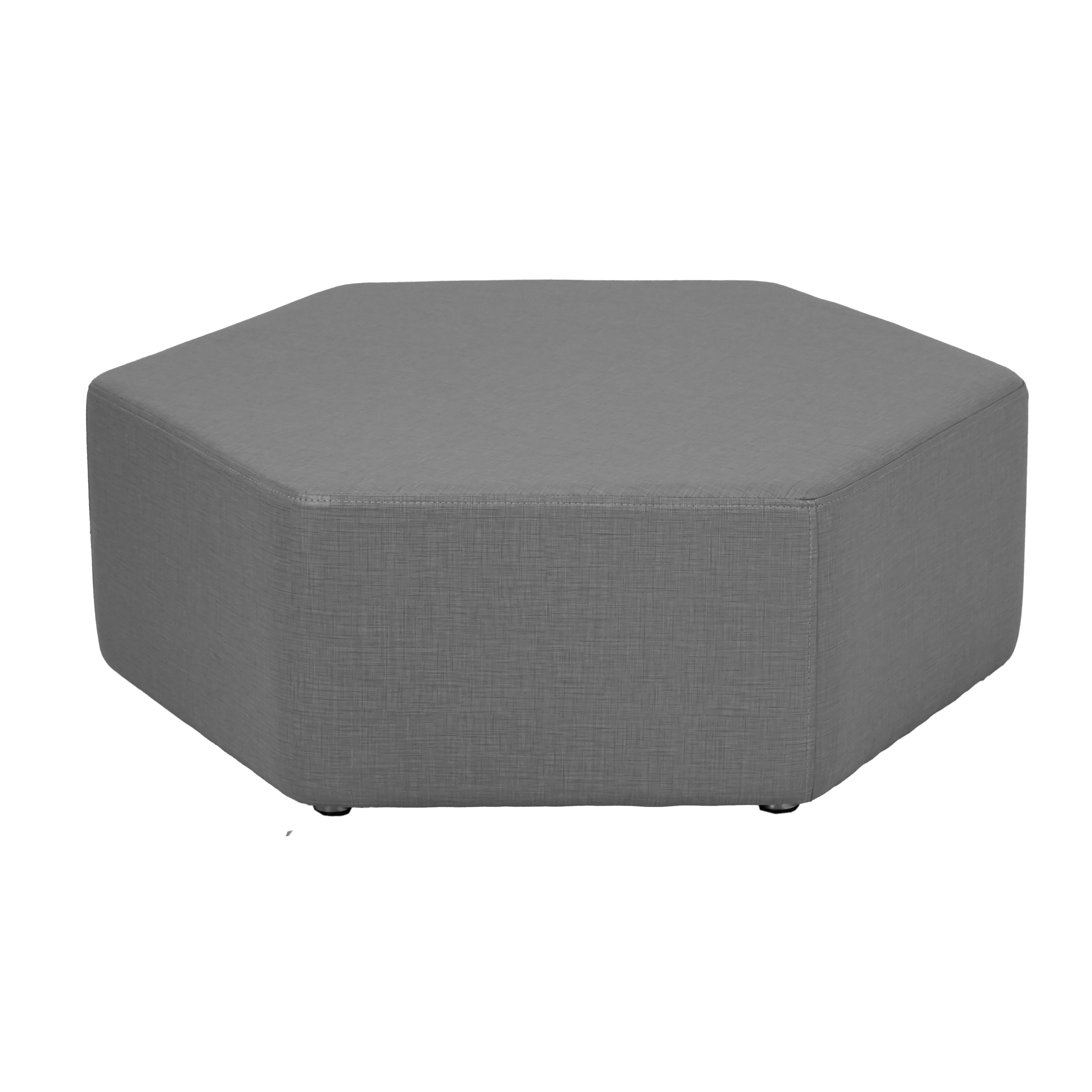 Pro Series Upholstered Bloom Ottoman 12" Height, 7-Piece - Slate Gray Crosshatch