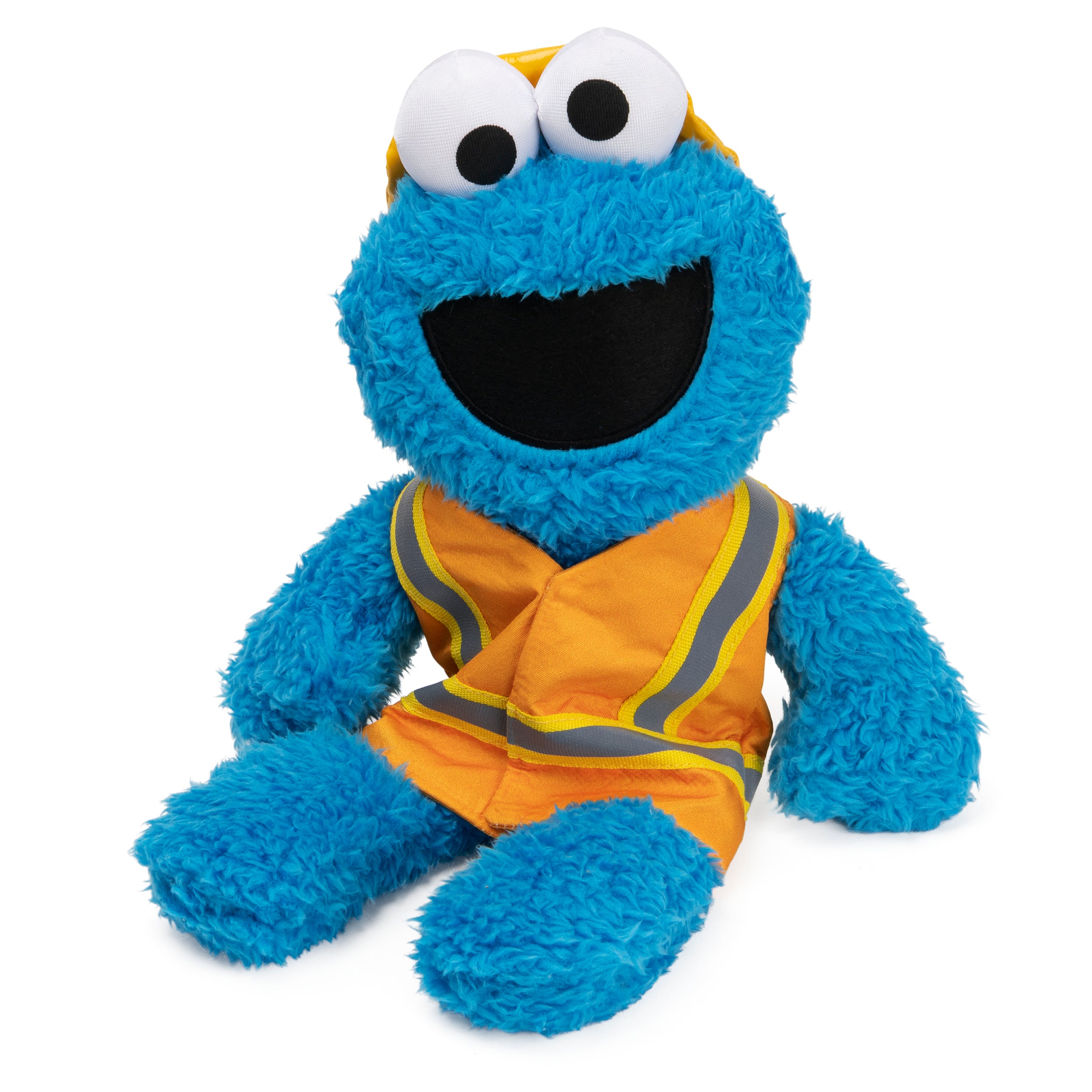 GUND Sesame Street Official Construction Worker Cookie Monster Muppet Plush, Premium Plush Toy for Ages 1 & Up, Blue/Orange, 13”