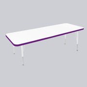24" x 60" Rectangle Thermofused Activity Table with Adjustable Standard Swivel Glide Legs - White/Eggplant/White
