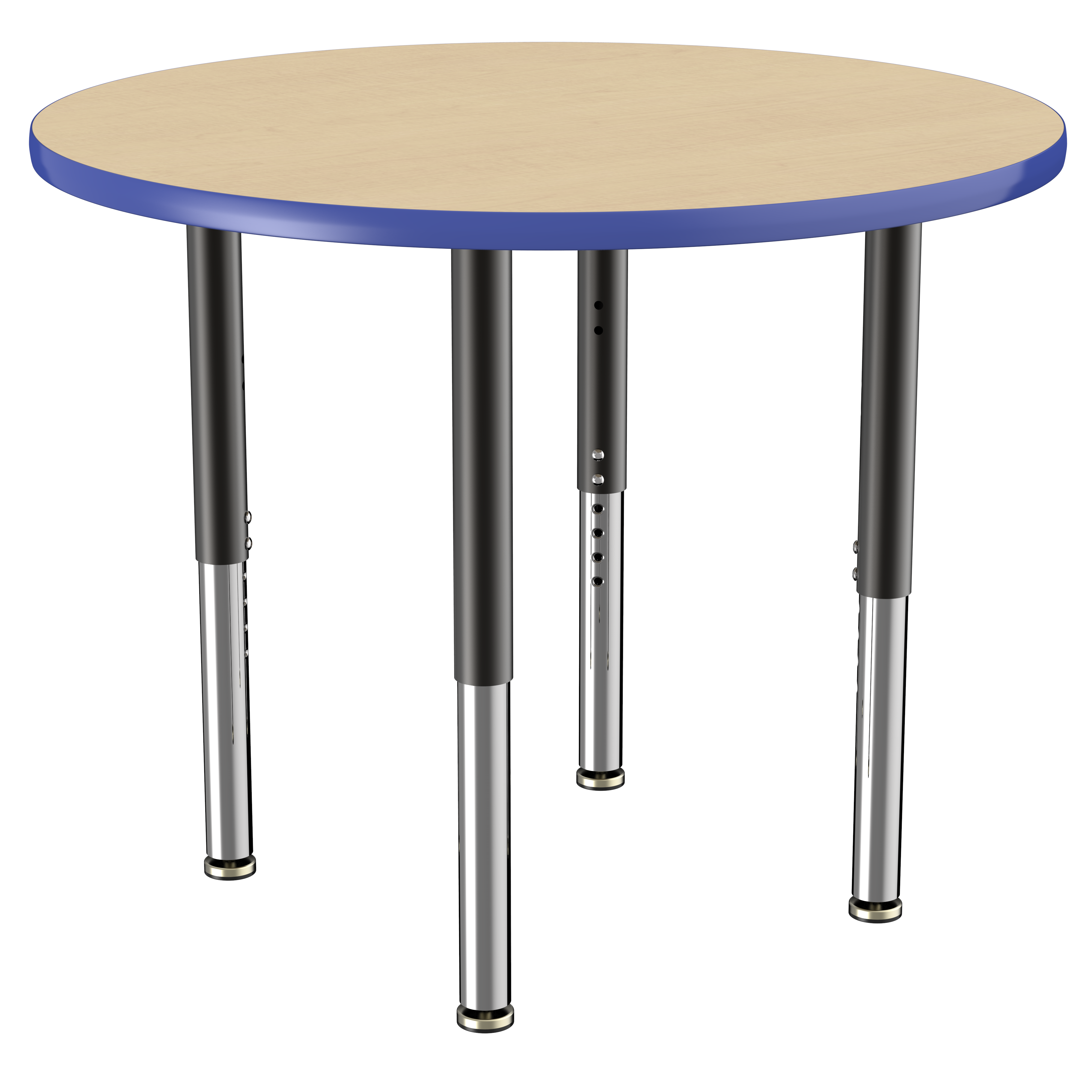 36" Round T-Molding Activity Table with Adjustable Super Legs - Maple/Blue/Black