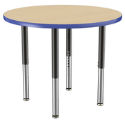 36" Round T-Molding Activity Table with Adjustable Super Legs - Maple/Blue/Black
