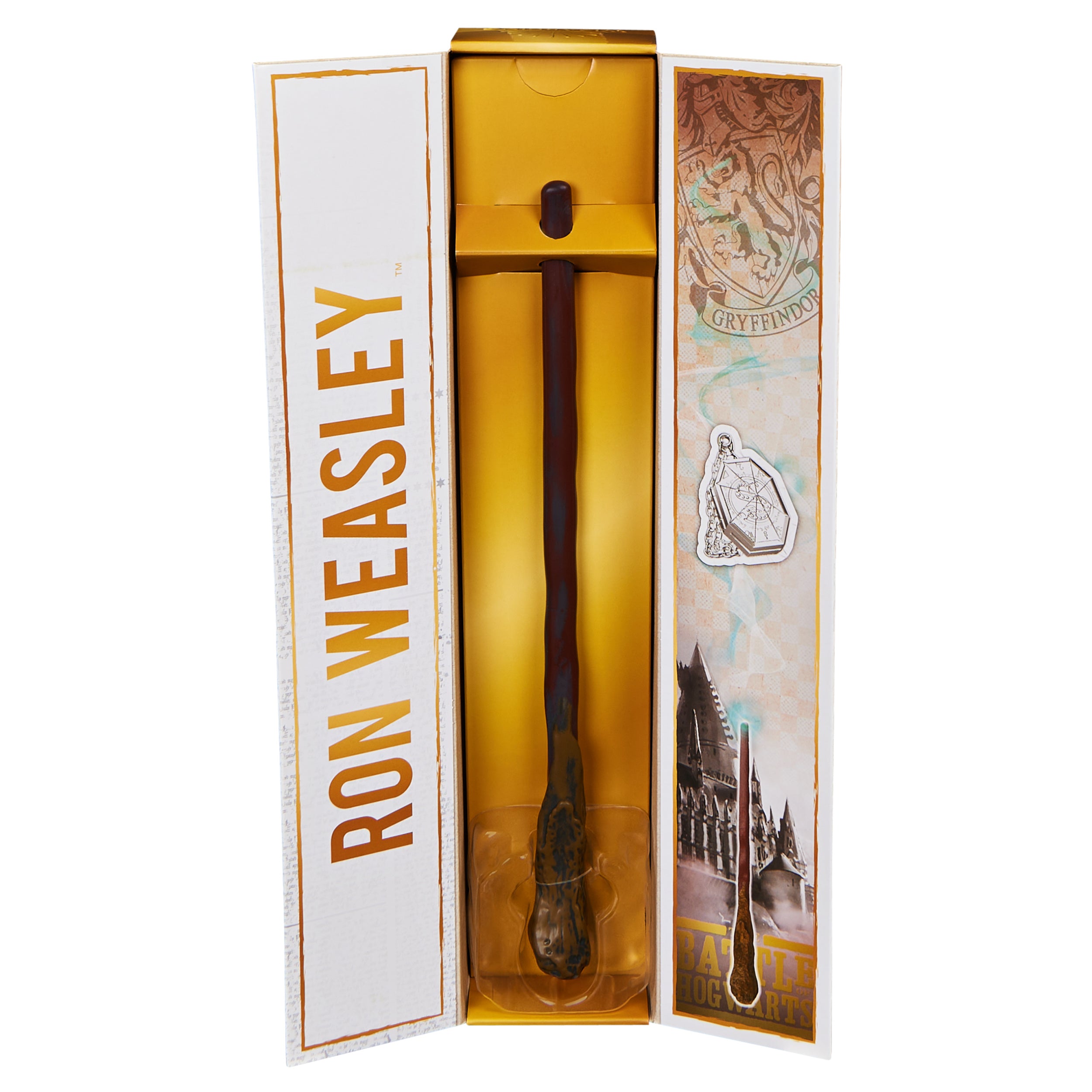 Wizarding World Harry Potter, 12-inch Magical Collector Ron Weasley Wand, Stand & Die-cast Icon, Magical Artifacts, Accessory for Halloween Costumes