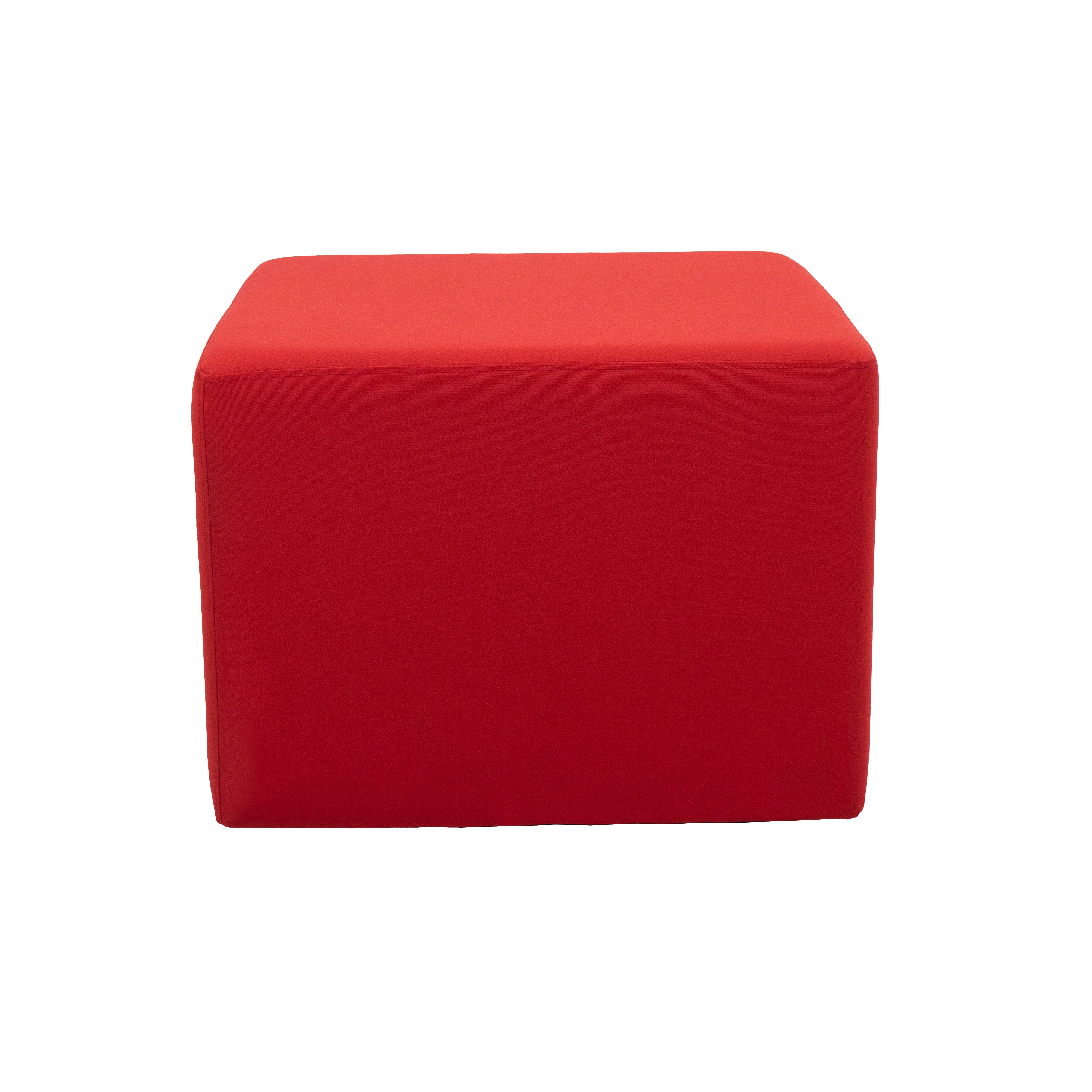 Outdoor 24" Square Ottoman with Sunbrella®, 18" H - Canvas Jockey Red