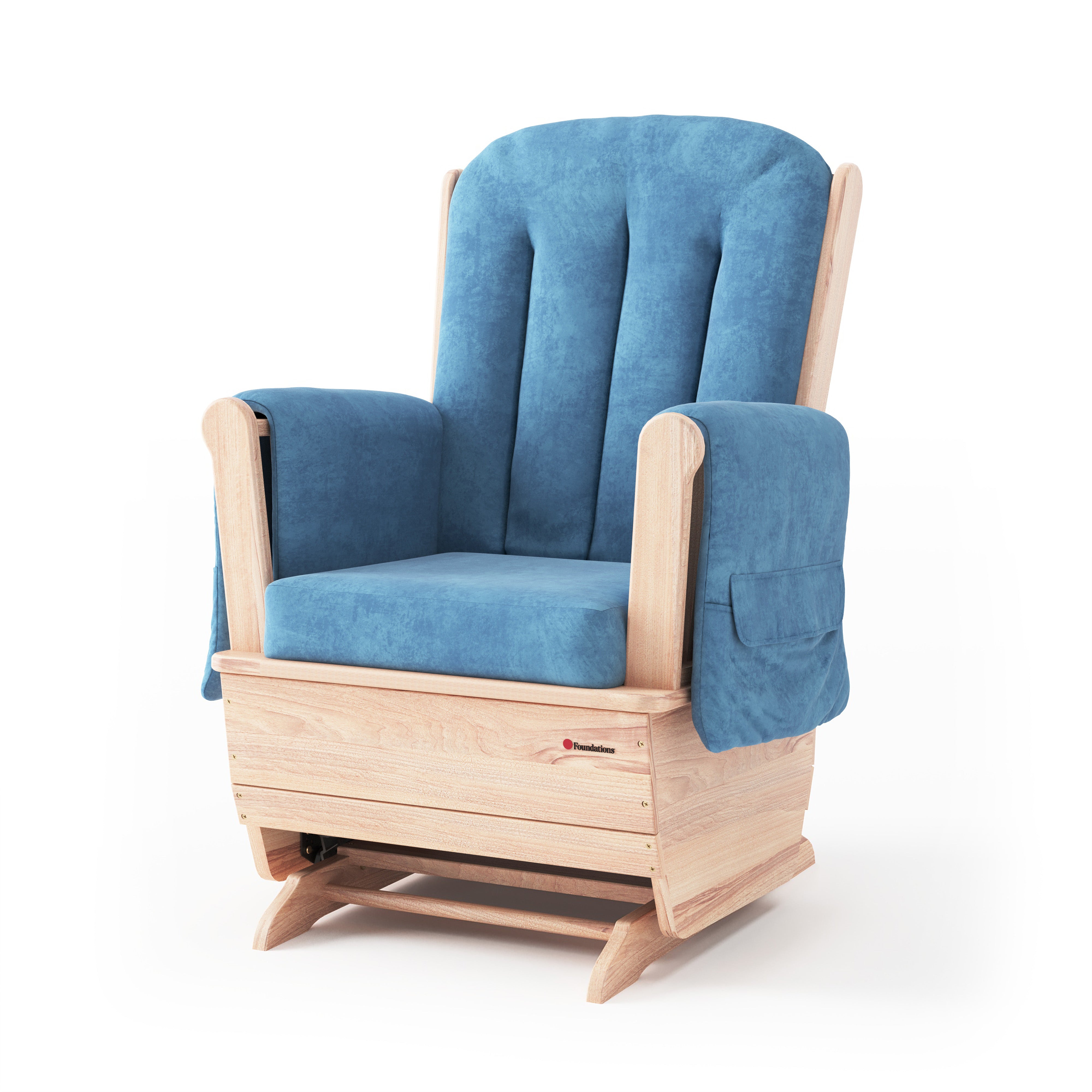 Safe Rocker Glider with Std. Base and Blue Microfiber Cushions