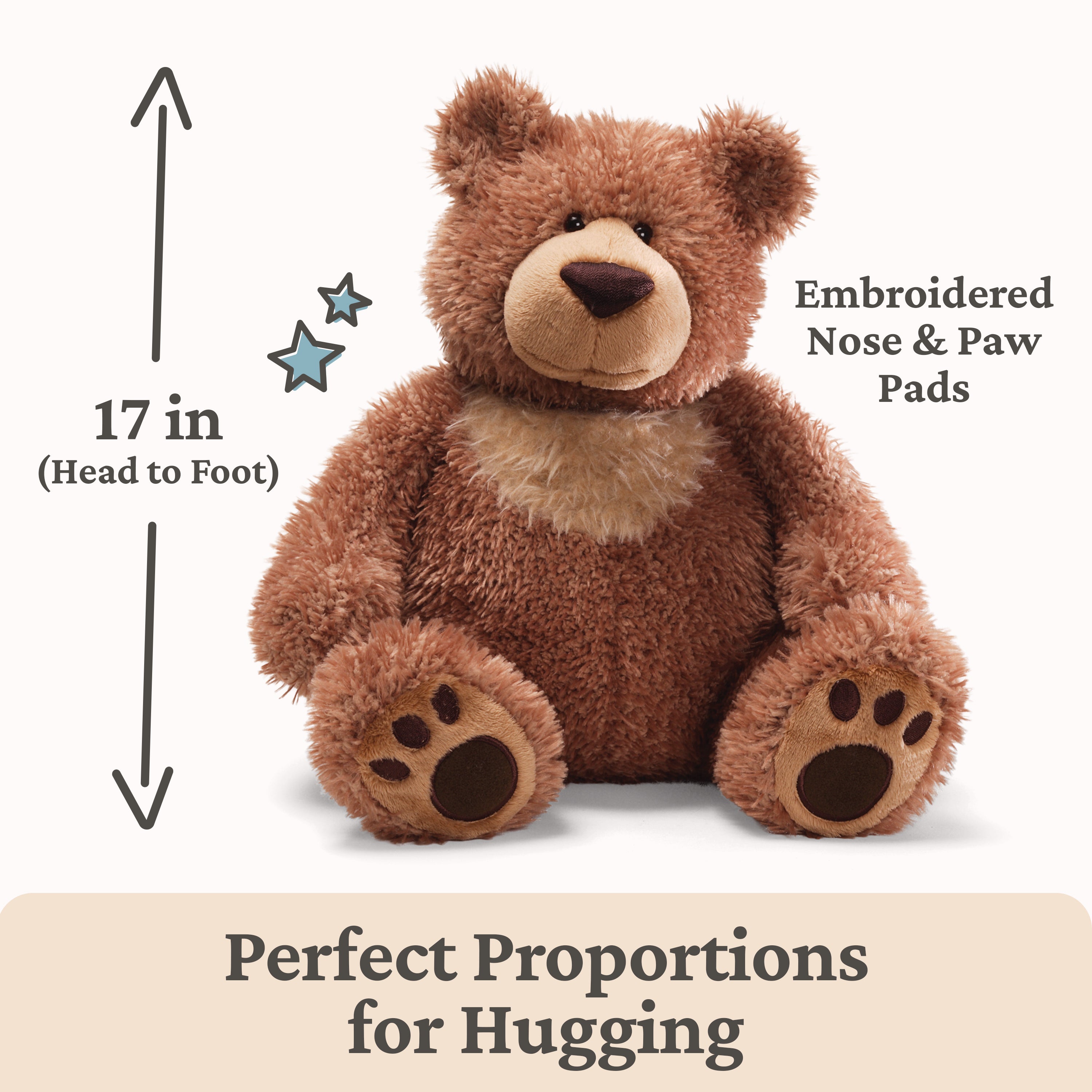 GUND Slumbers Teddy Bear, Premium Stuffed Animal for Ages 1 & Up, Brown, 17”