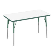 24" x 48" Rectangle Dry-Erase Activity Table with Adjustable Standard Swivel Glide Legs - Whiteboard/Green