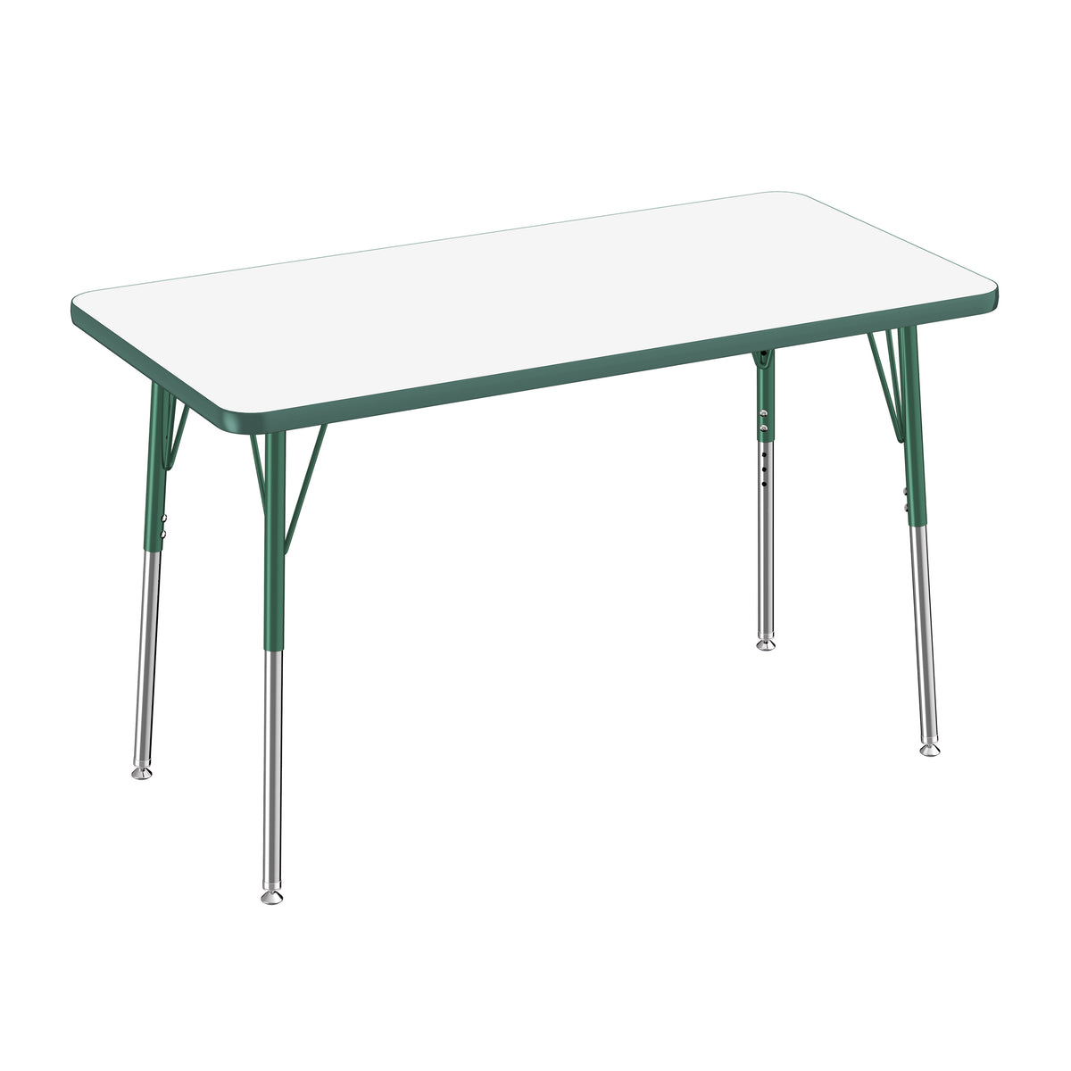 24" x 48" Rectangle Dry-Erase Activity Table with Adjustable Standard Swivel Glide Legs - Whiteboard/Green