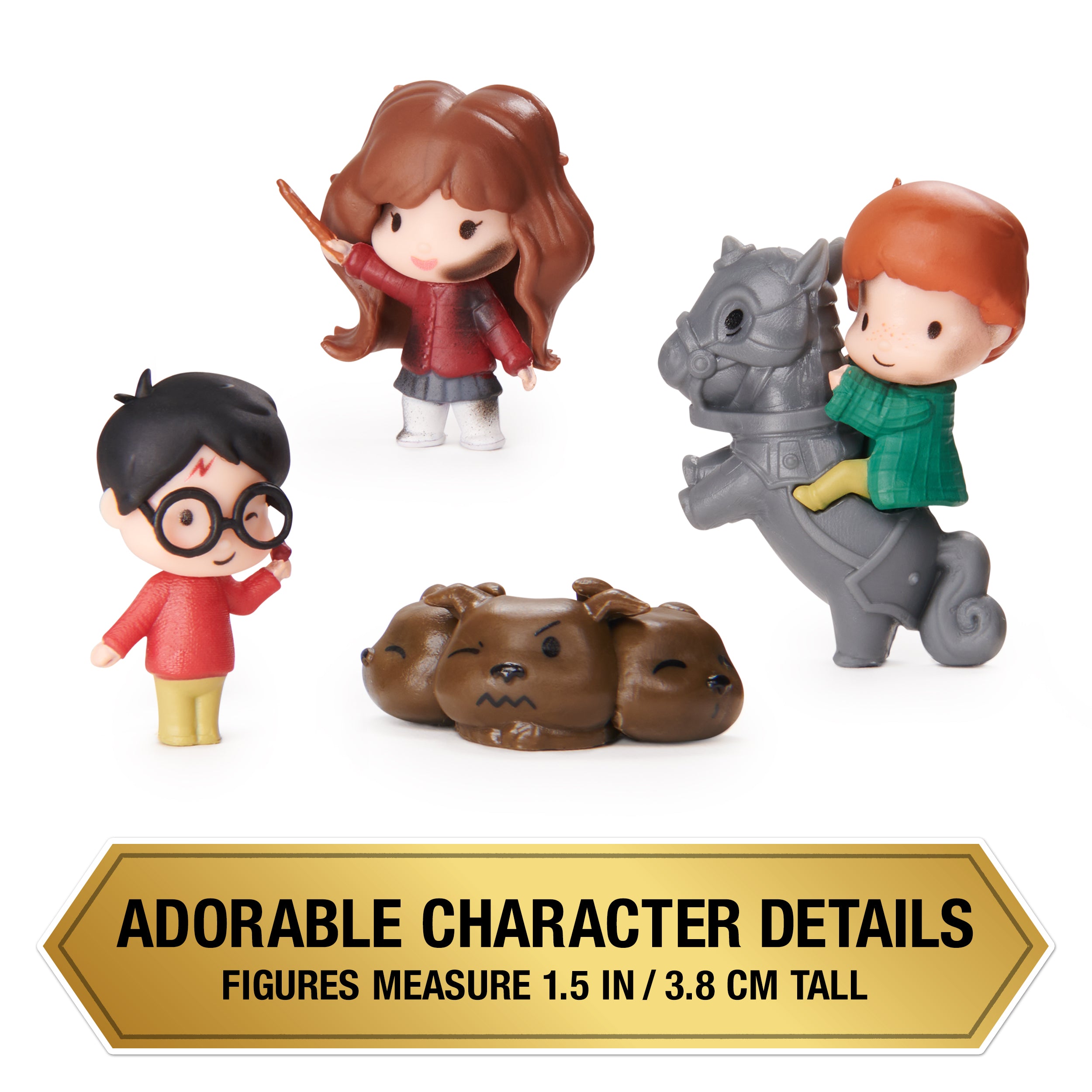 Wizarding World Harry Potter, Micro Magical Moments Scene Gift Set with Exclusive Harry, Hermione, Ron, Fluffy Action Figures & Case, Kids Toys