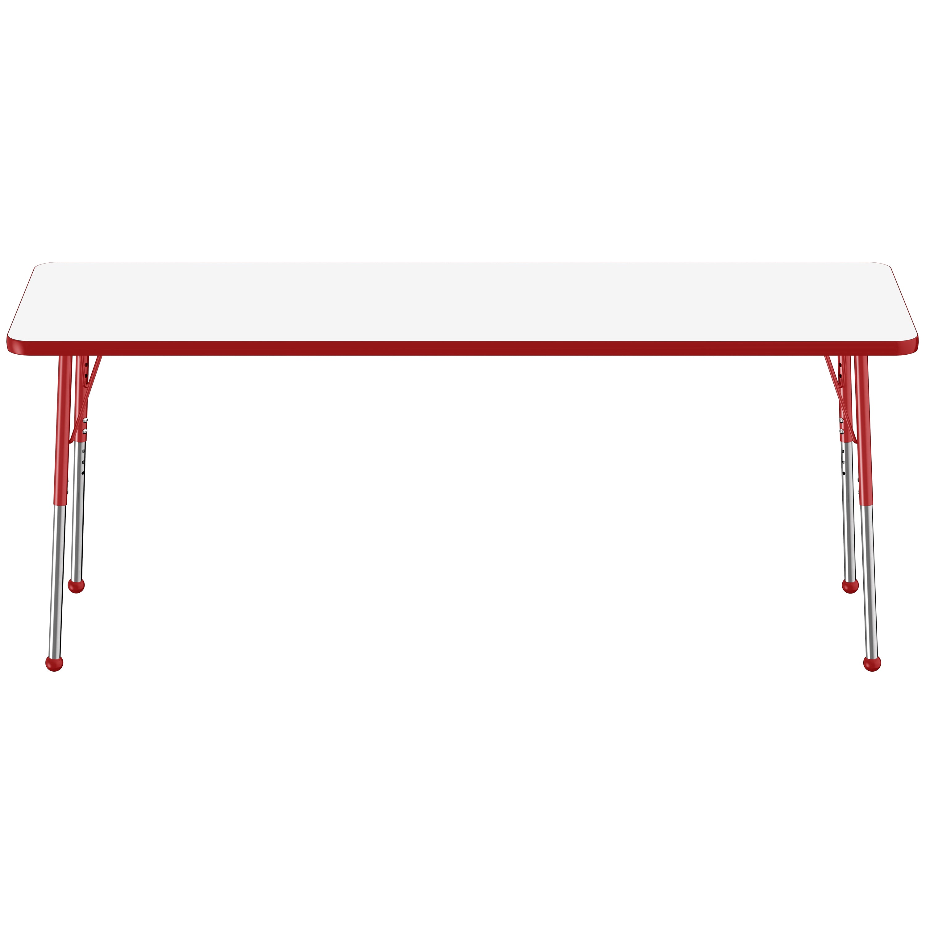 24" x 72" Rectangle Dry-Erase Activity Table with Adjustable Standard Ball Glide Legs - Whiteboard/Red