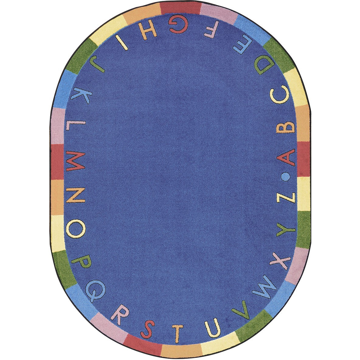 Rainbow Alphabet 3'10" x 5'4" Oval area rug in color Pastel