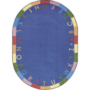 Rainbow Alphabet 5'4" x 7'8" Oval area rug in color Pastel