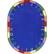 Rainbow Alphabet 10'9" x 13'2" Oval area rug in color Primary