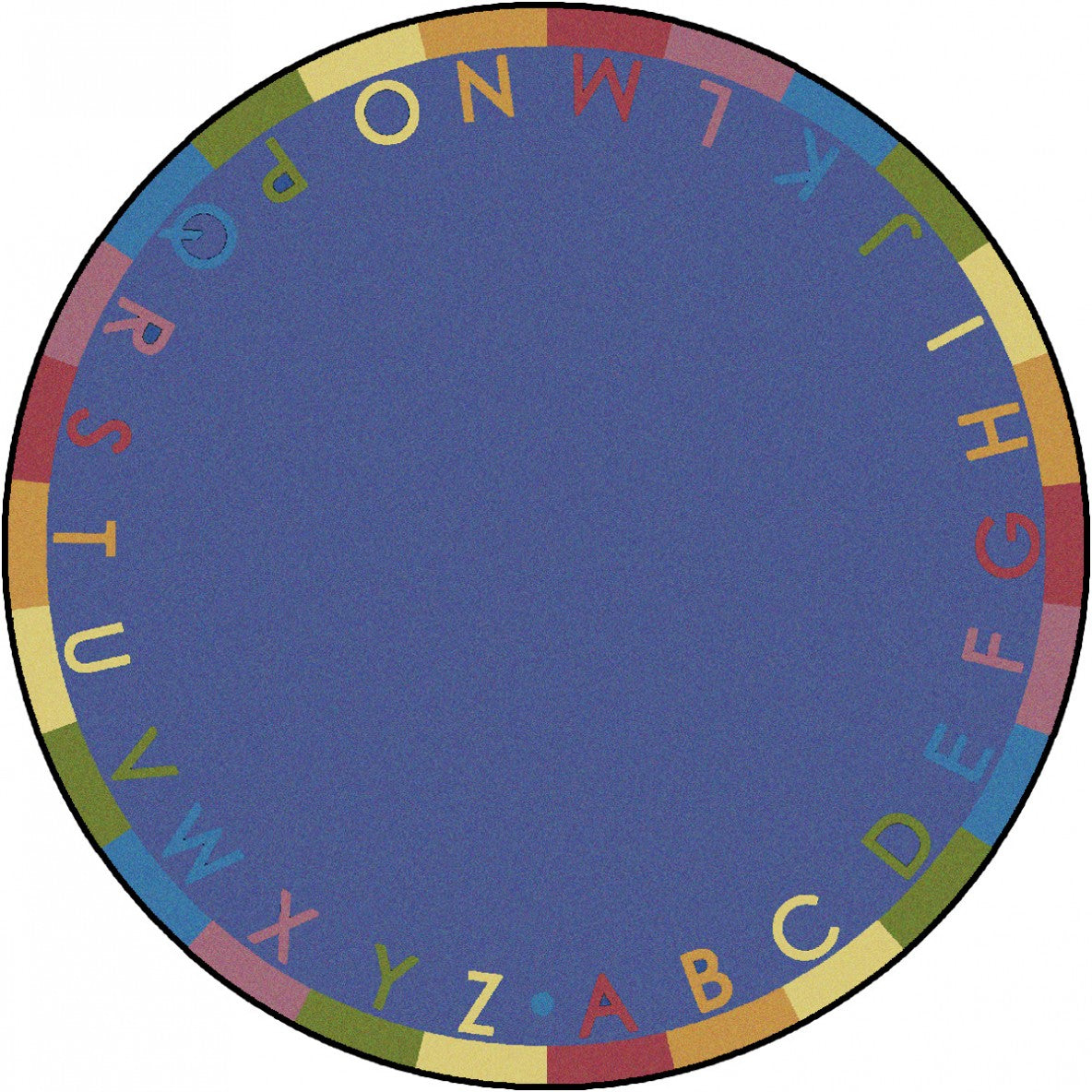 Rainbow Alphabet 13'2" Round area rug in color Pastel