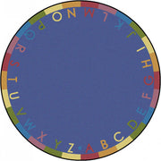 Rainbow Alphabet 13'2" Round area rug in color Pastel