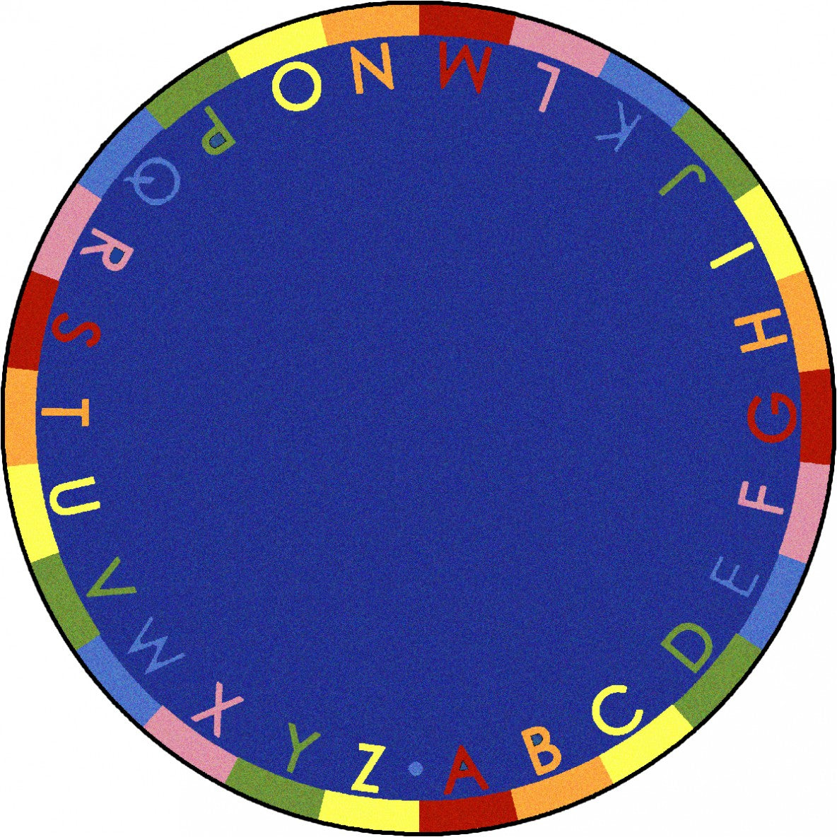 Rainbow Alphabet 13'2" Round area rug in color Primary
