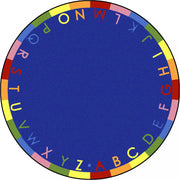 Rainbow Alphabet 13'2" Round area rug in color Primary