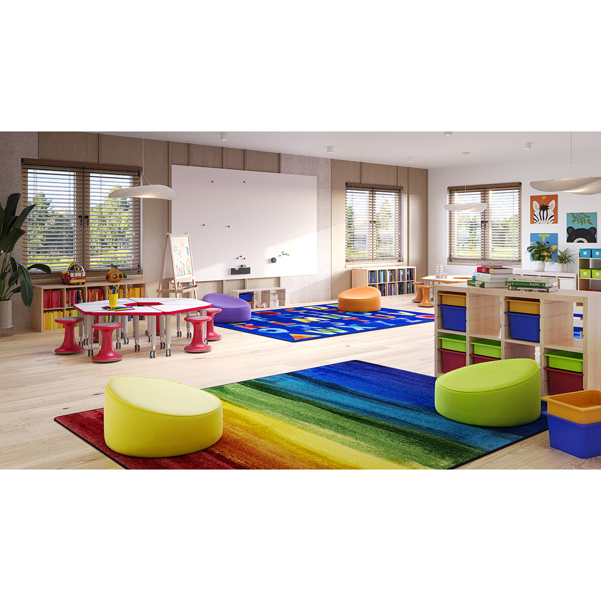 Rainbow Magic 5'4" x 7'8" area rug in color Rainbow
