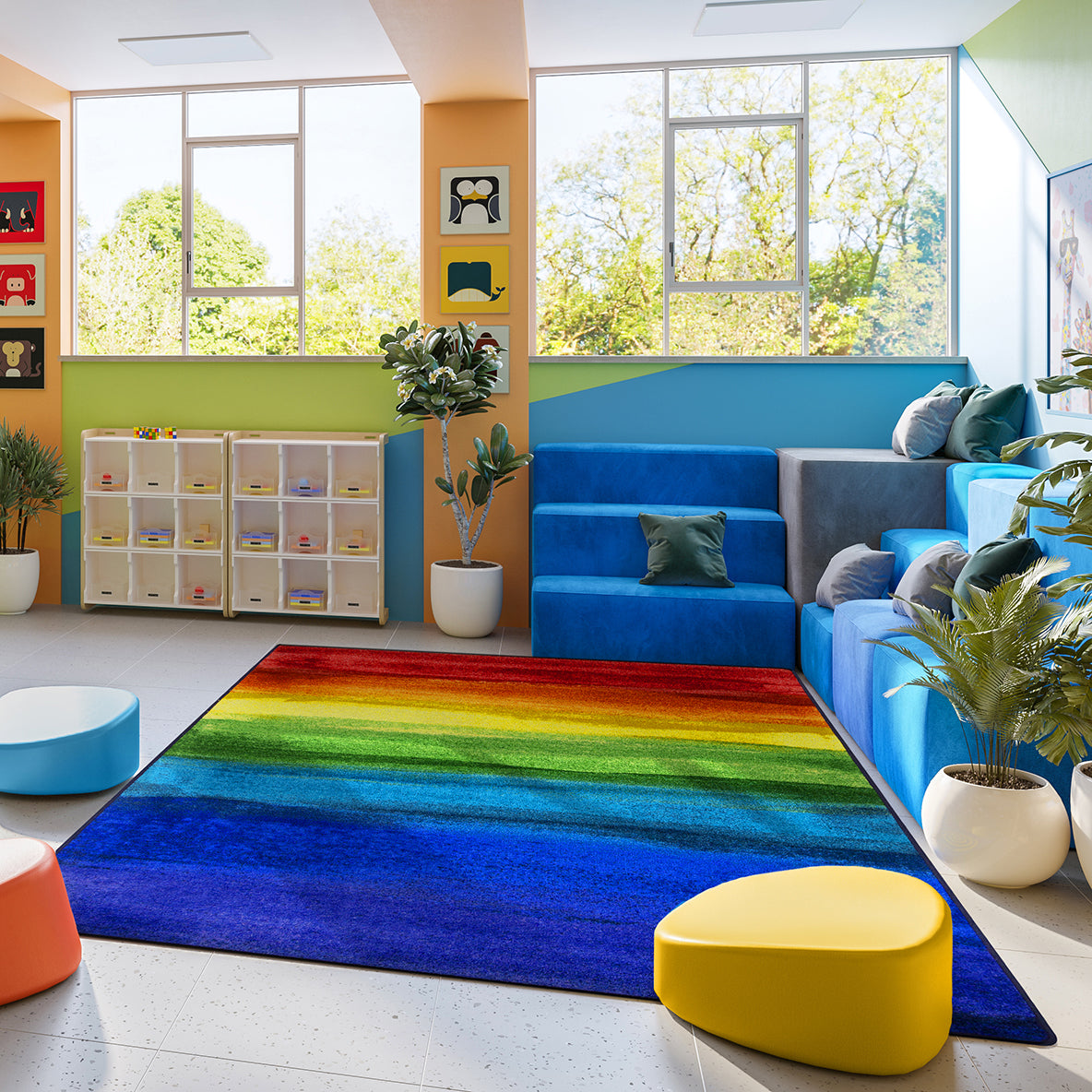 Rainbow Magic 10'9" x 13'2" area rug in color Rainbow
