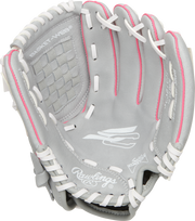 Rawlings Sure Catch Youth Series 10.5-Inch Softball Glove - Right Hand Thrower - Gray/Pink