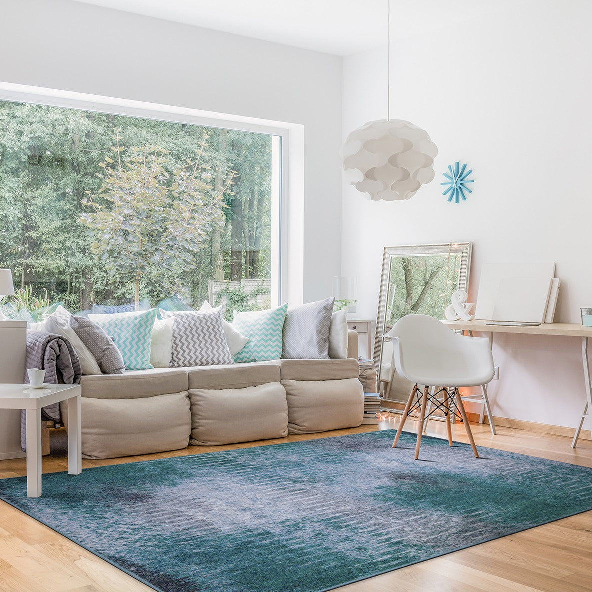Raku 7'8" x 10'9" area rug in color Mirage Lake