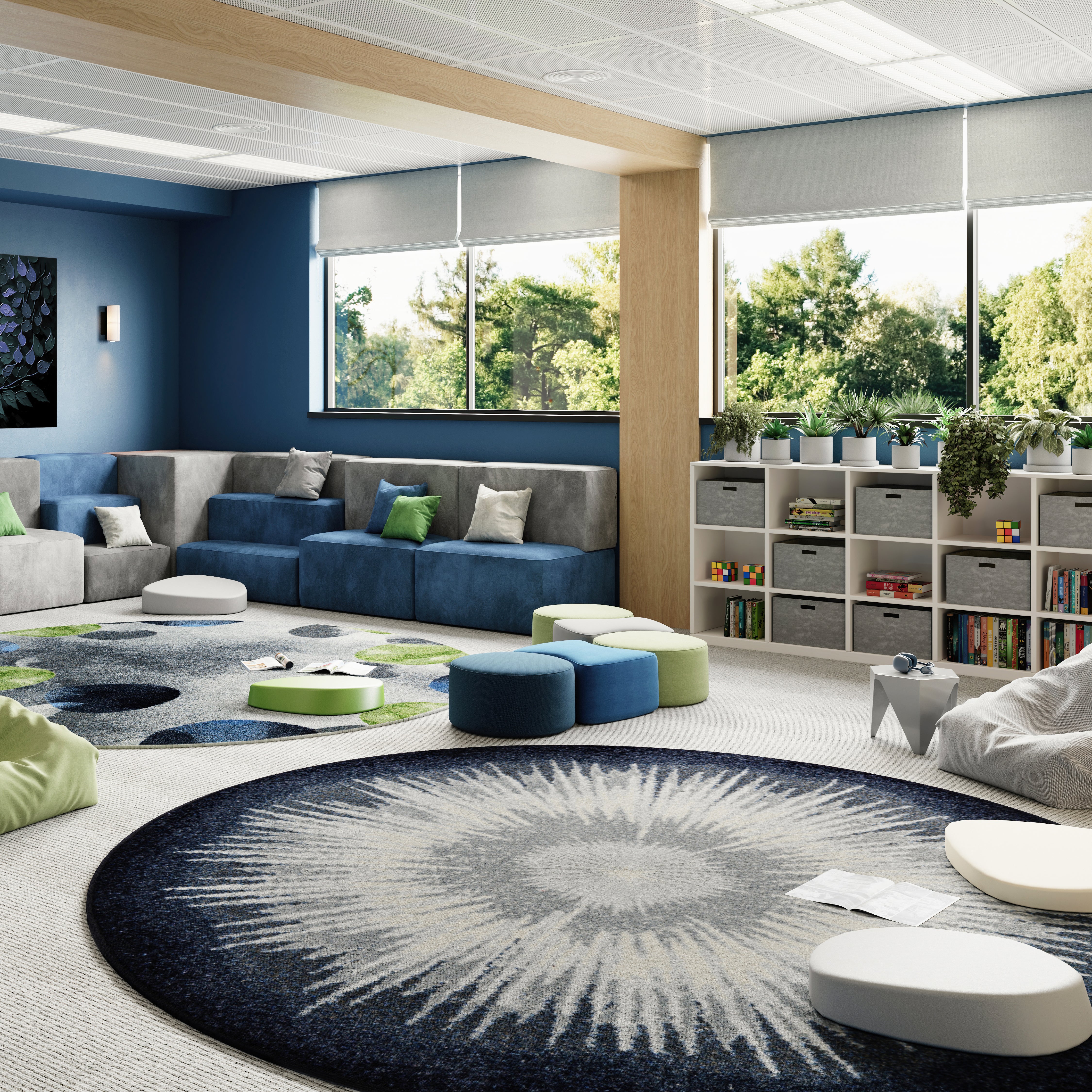 Rare Earth 5'4" Round area rug in color Night Sky