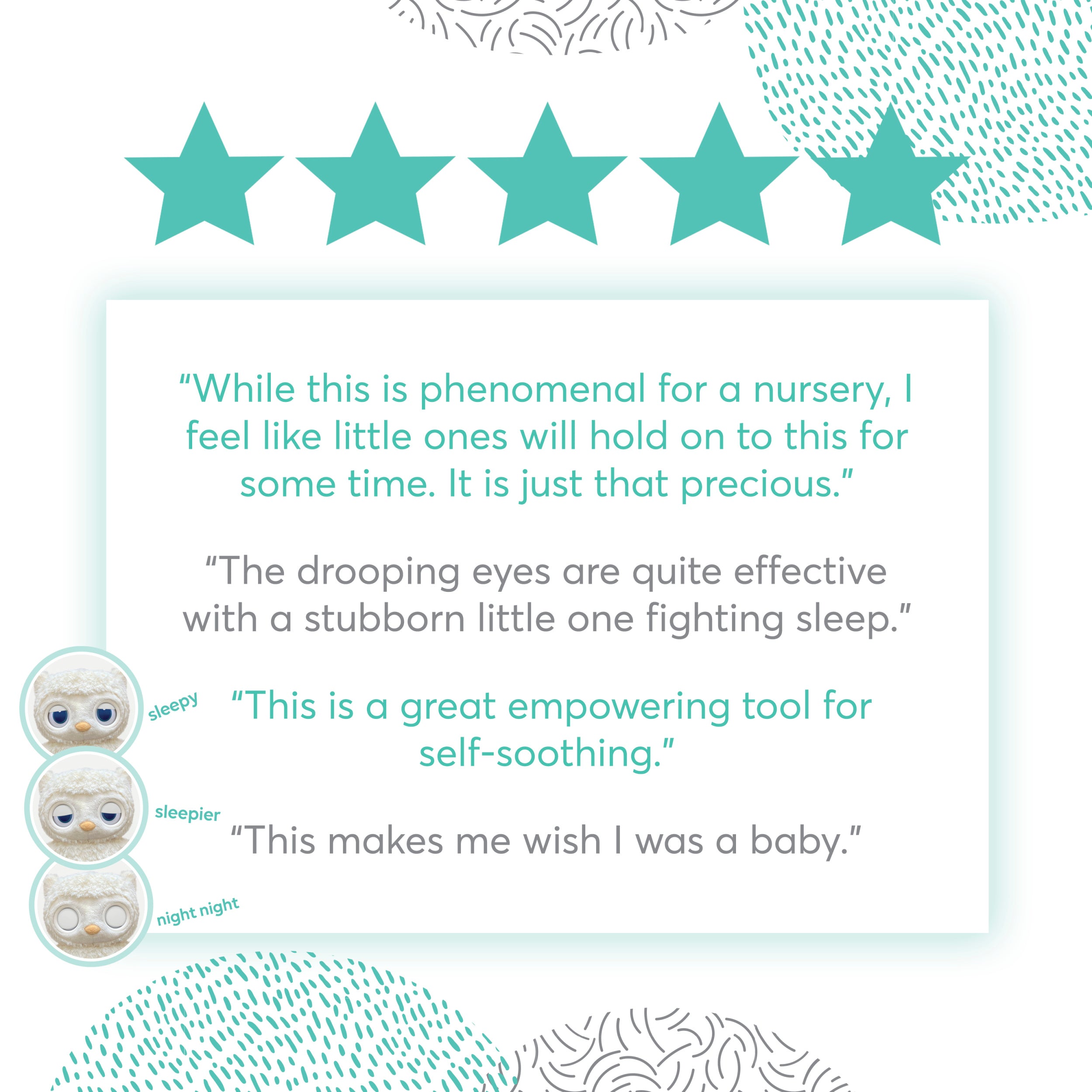 GUND Baby Sleepy Eyes Owl Bedtime Soother Plush Owl Stuffed Animal Night Light & Sound Machine for Baby Boys and Girls, 8”
