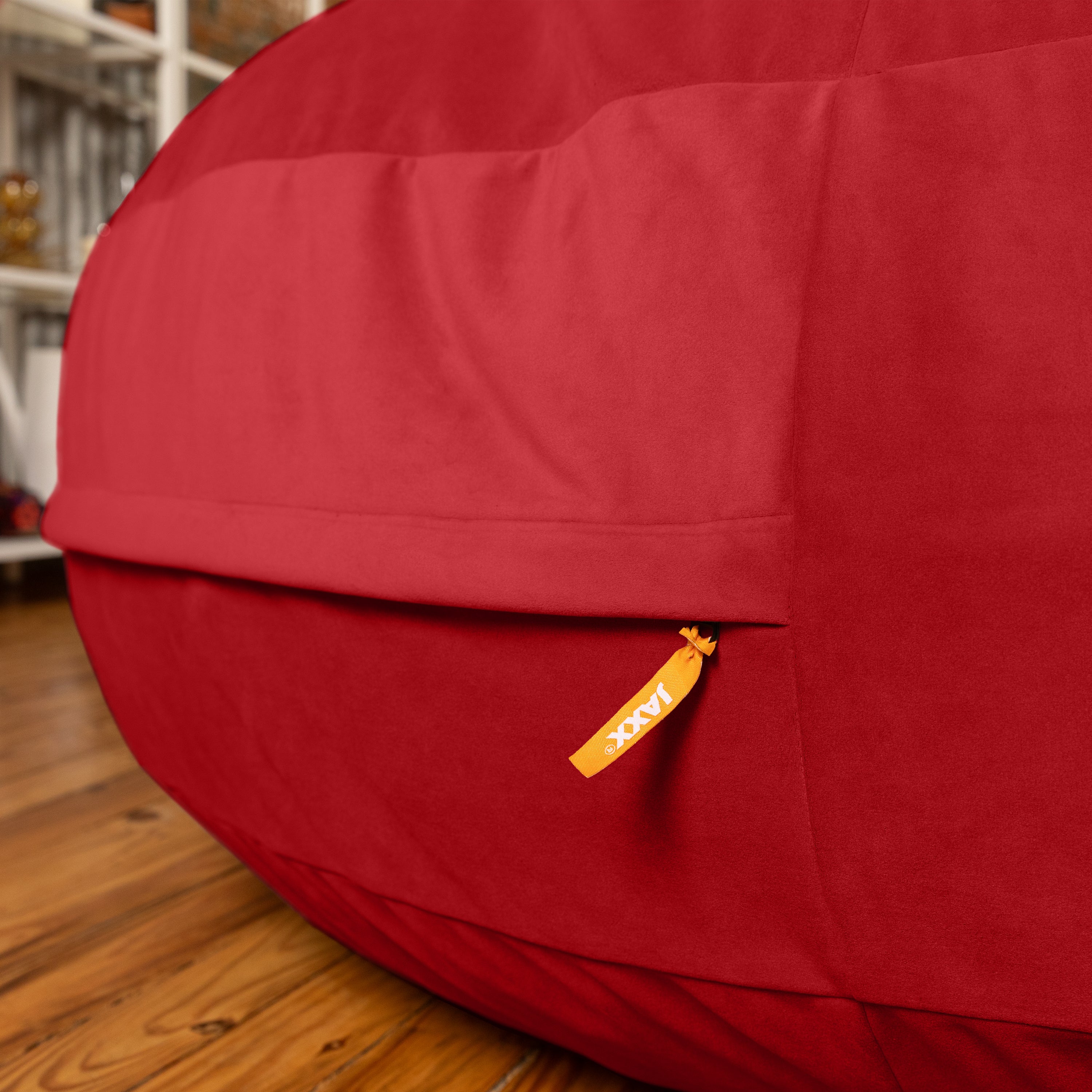 Jaxx 6 Foot Cocoon - 2-in-1 Convertible Bean Bag Bed & Large Bean Bag Chair for Adults, Premium Lush Velvet - Merlot