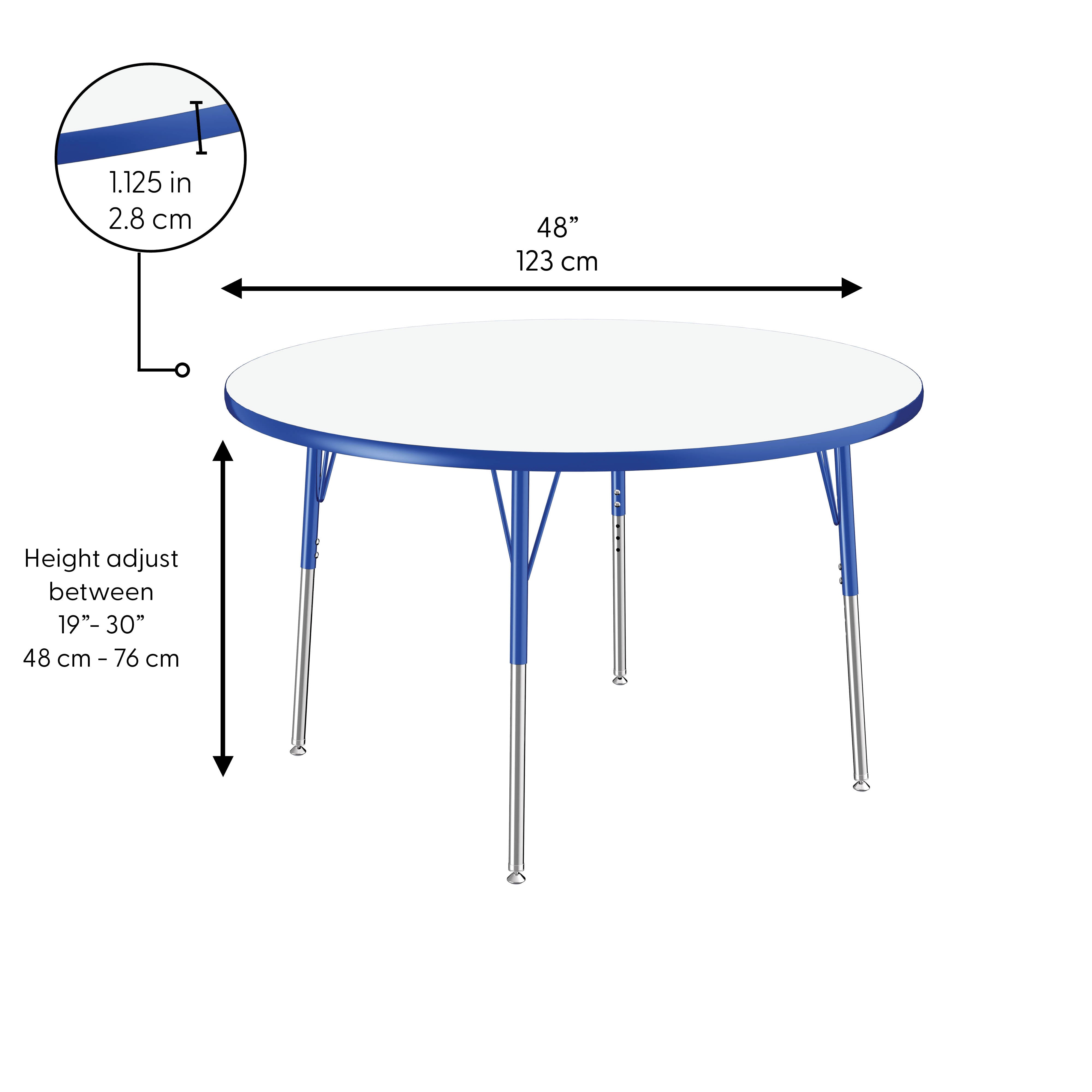48" Round Collaborative Dry-Erase Activity Table with Adjustable Standard Swivel Glide Legs - Whiteboard/Blue