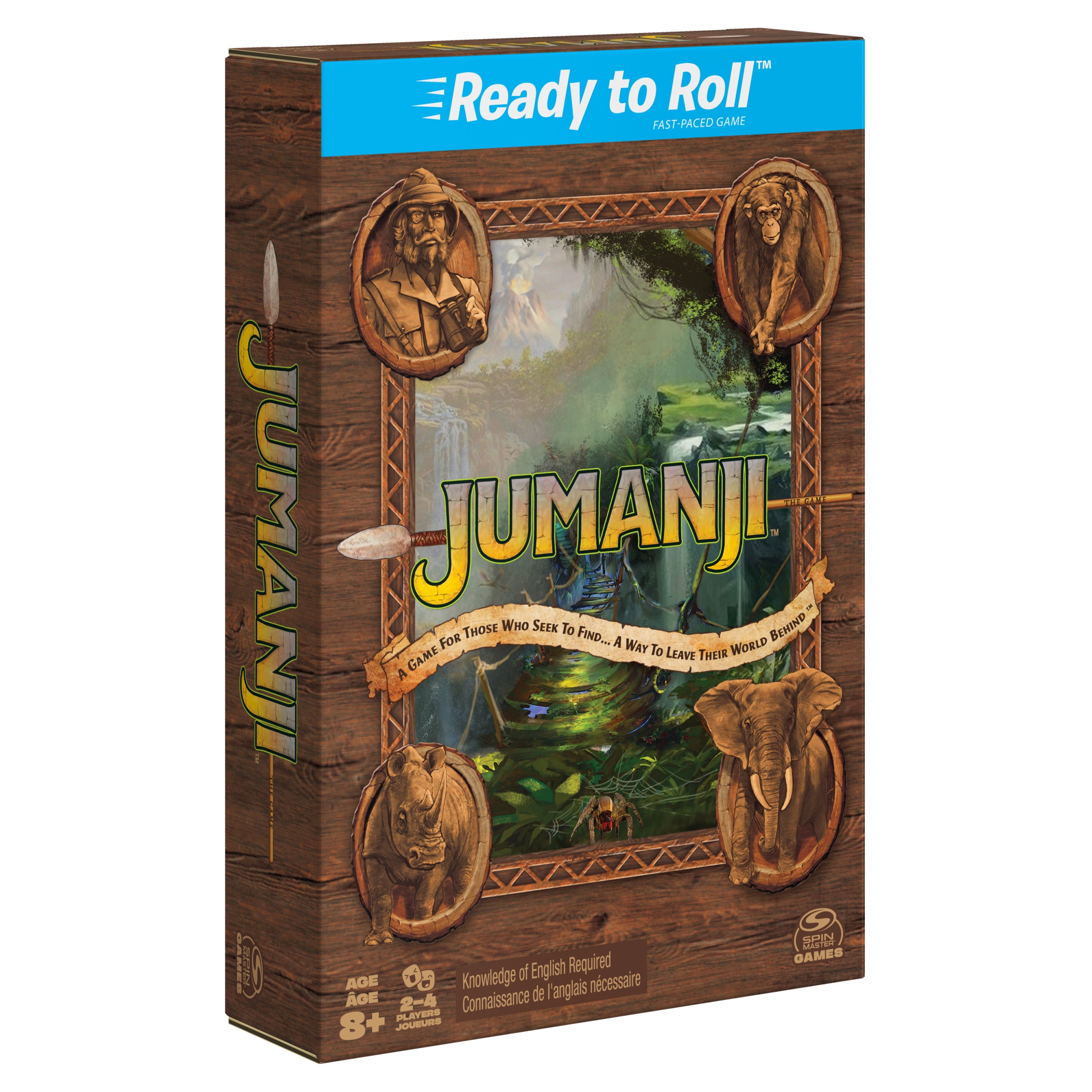 Jumanji, Ready to Roll Fast-Paced 2-4 Player Board Game by Spin Master Games, for Family Game Night Based on the Film, for Adults & Kids Ages 8 and up