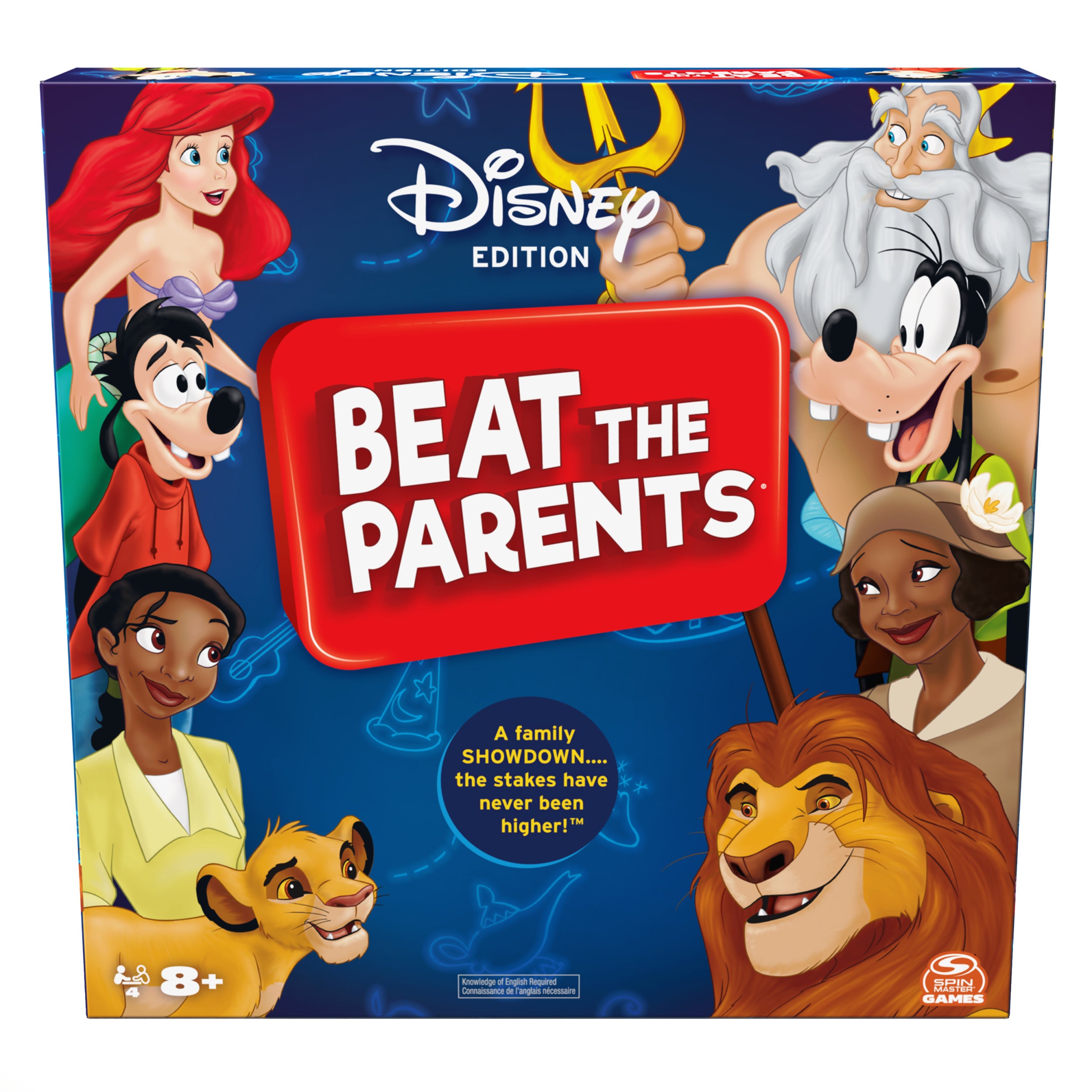 Spin Master Games, Beat the Parents Disney Edition, Kids vs. Parents Family Board Game, Up-and-Active Trivia & Challenges, Disney Games, 4 Players, for Ages 8 & Up