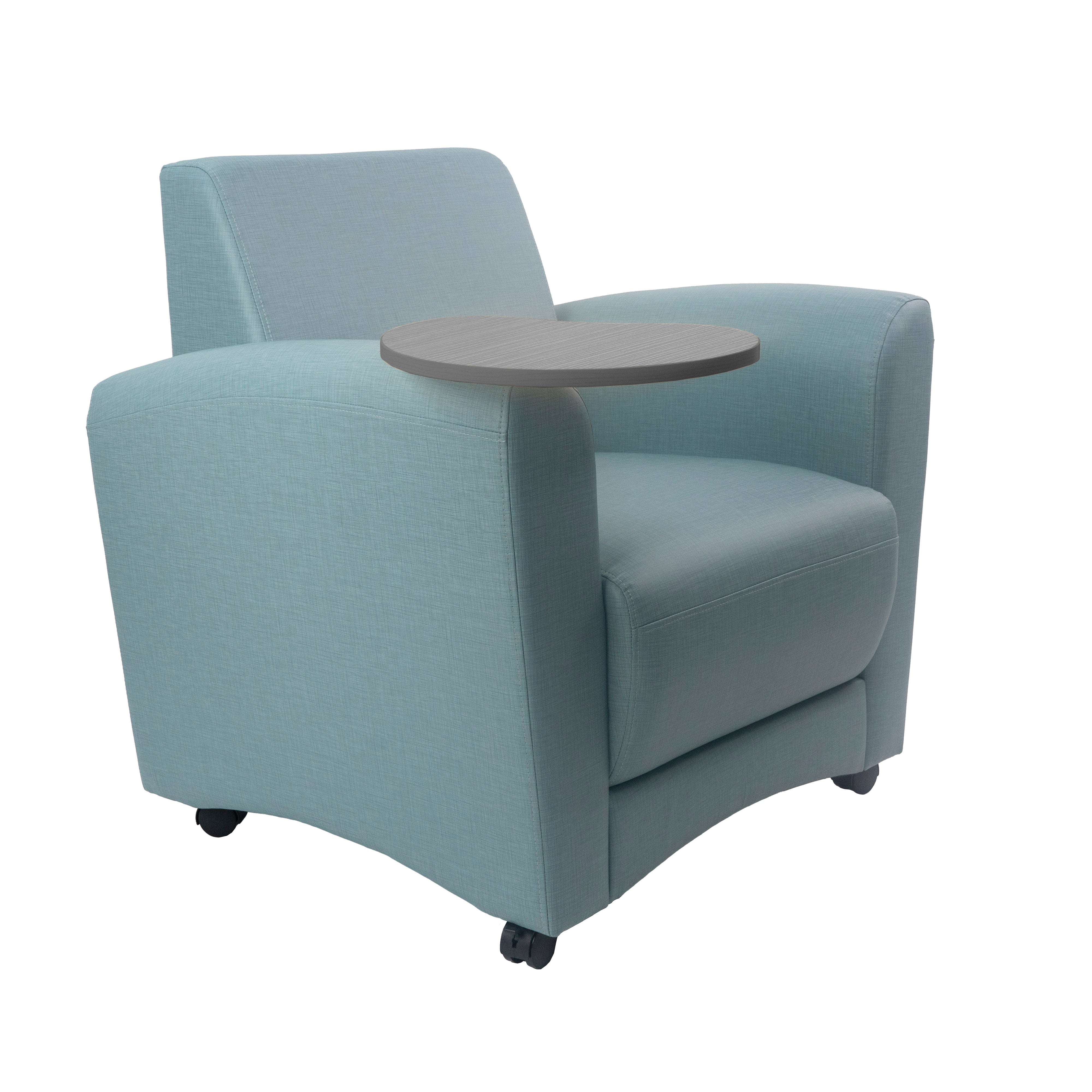 Pro Series Upholstered Common Area Chair with Tablet - Sky Blue Crosshatch/Cosmic Strandz