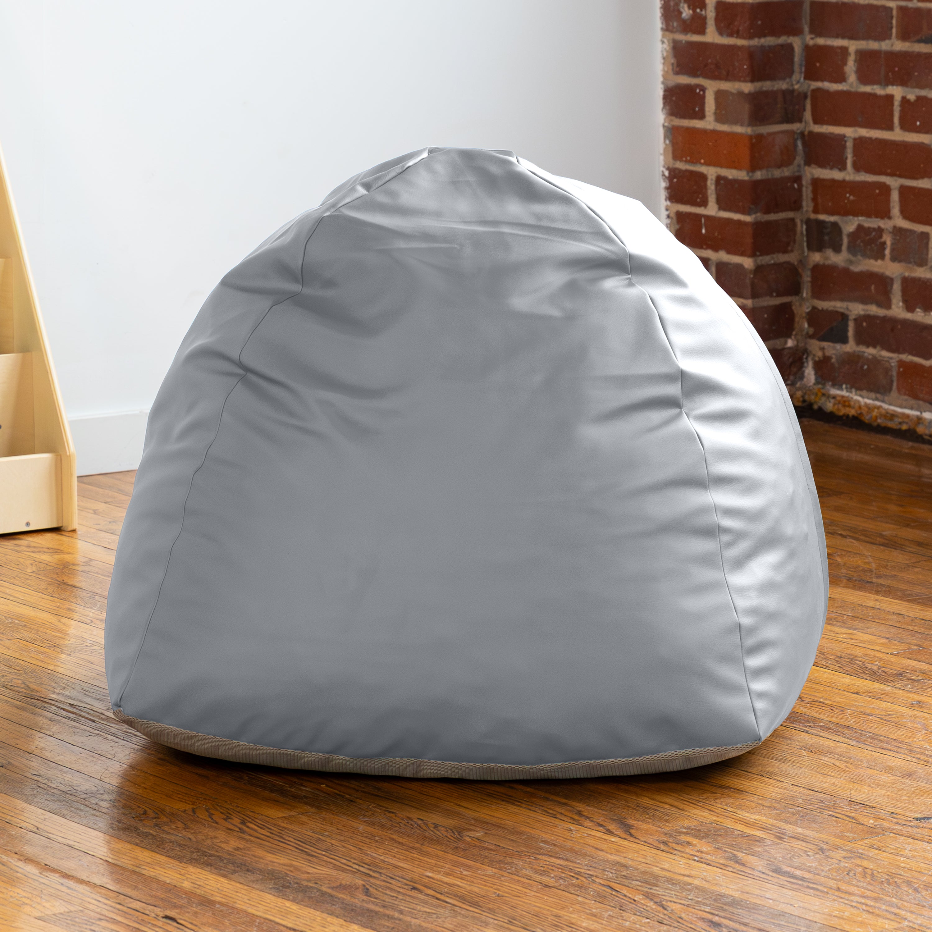 Jaxx Gumdrop Jr. Kids Bean Bag for Early Childhood & Educational Environments, Premium Vinyl - Submarine Grey