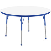48" Round Collaborative Dry-Erase Activity Table with Adjustable Standard Ball Glide Legs - Whiteboard/Blue