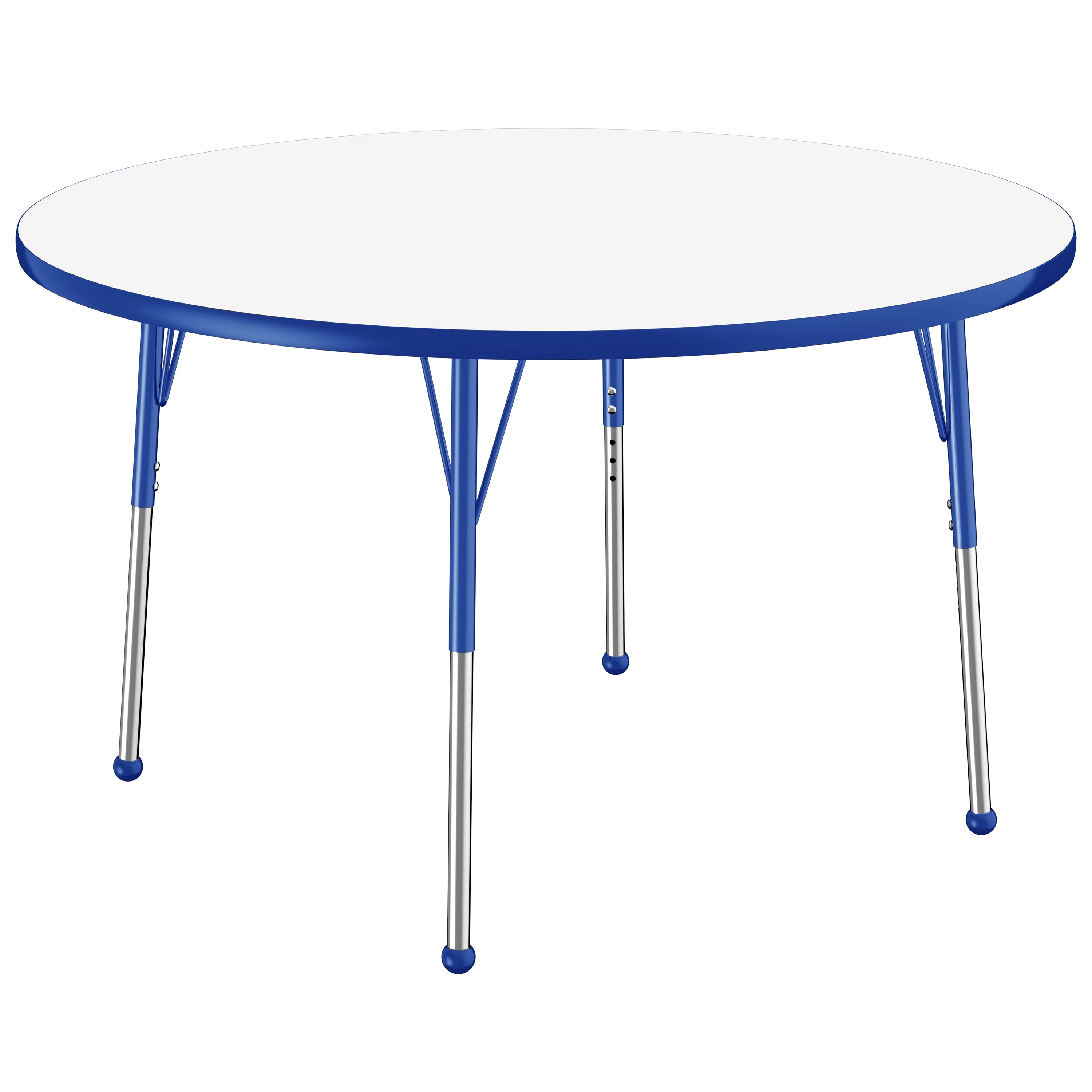 48" Round Collaborative Dry-Erase Activity Table with Adjustable Standard Ball Glide Legs - Whiteboard/Blue