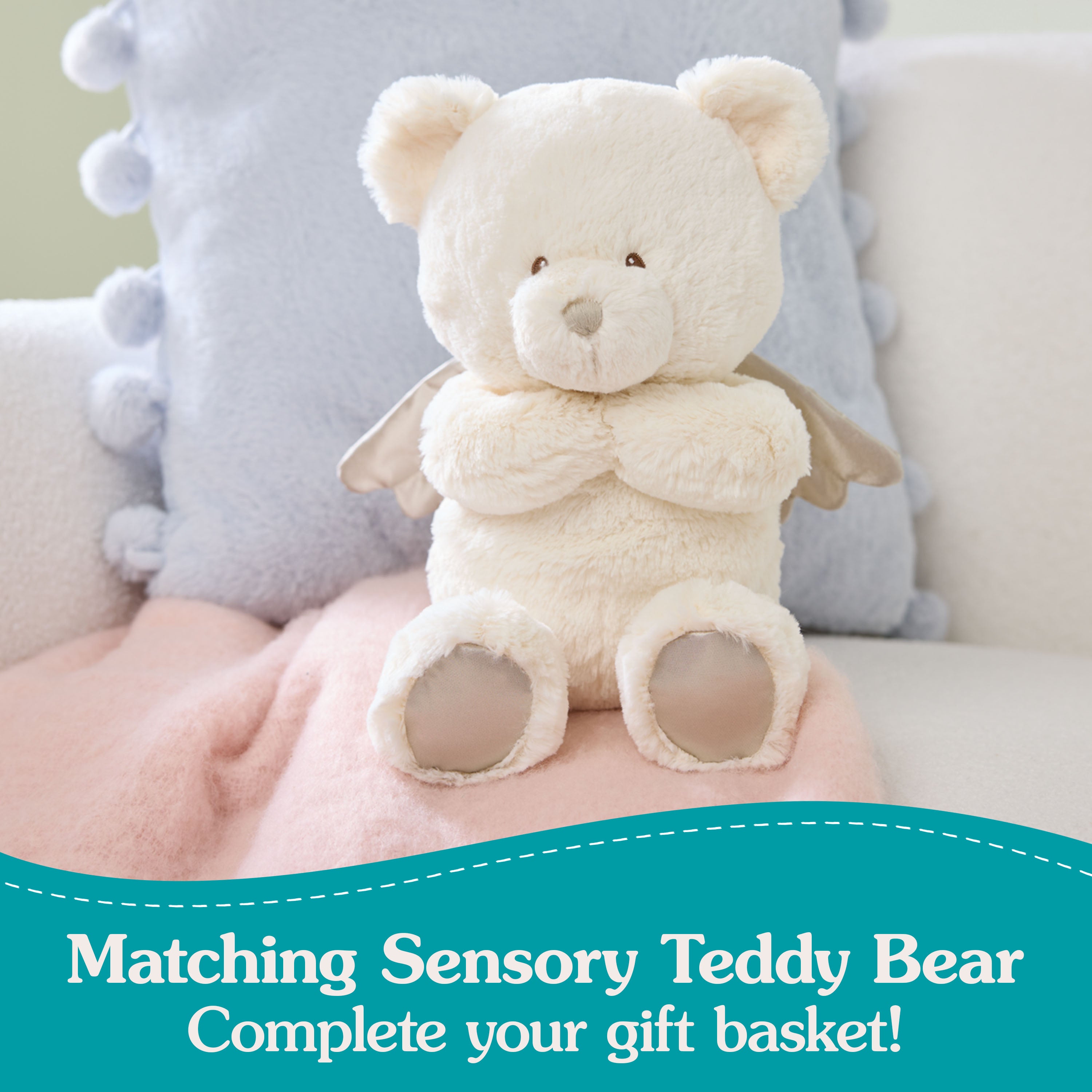 GUND Baby Angel Bear Lovey, Spiritual Teddy Bear Lovey Made from Recycled Materials, Plush Lovey Blanket for Babies and Newborns, White, 12”